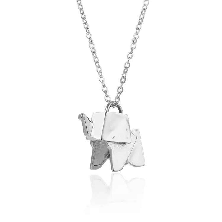 Origami Elephant Stainless Steel Necklace