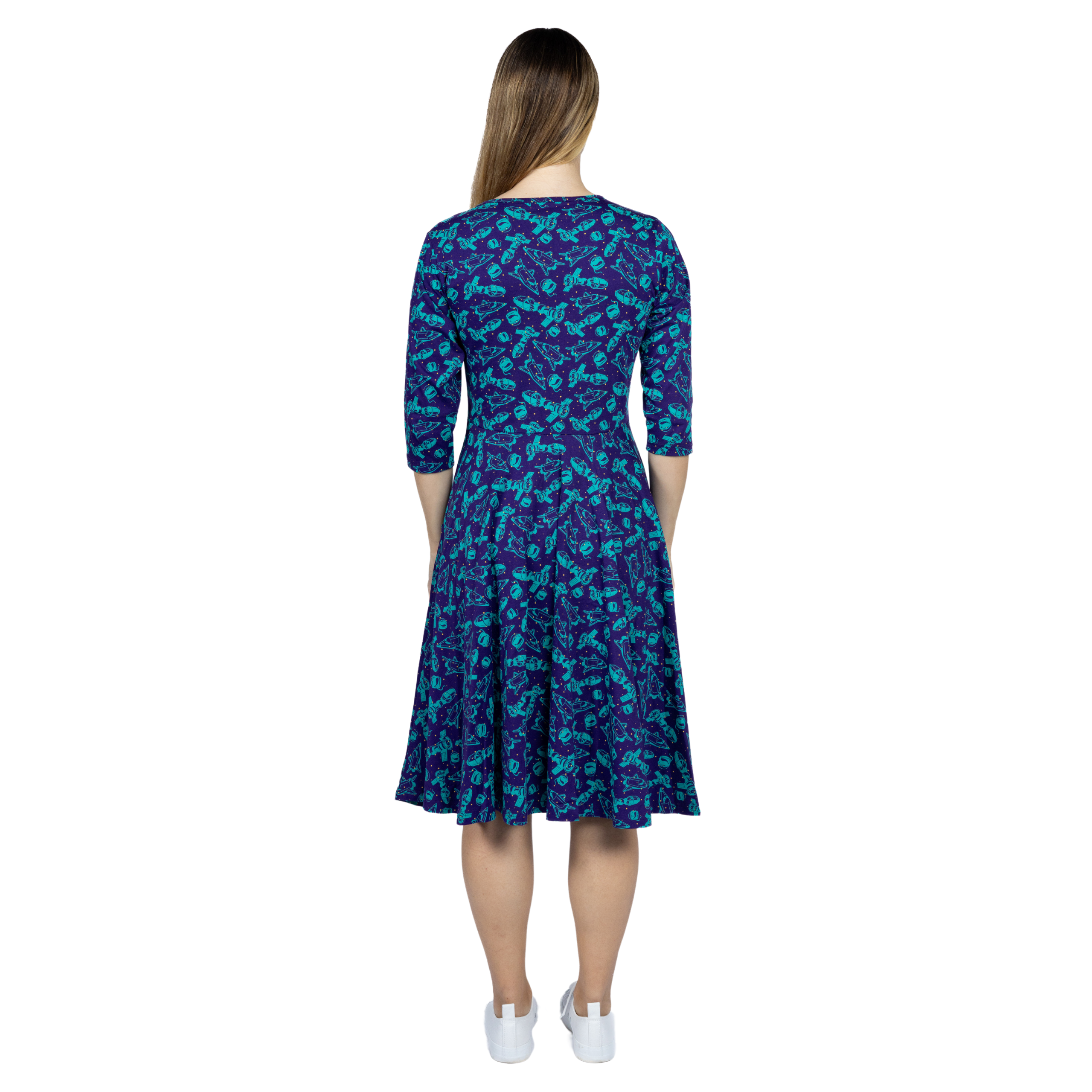 Outer Space 3/4th Sleeve Twirl Dress - Main Image