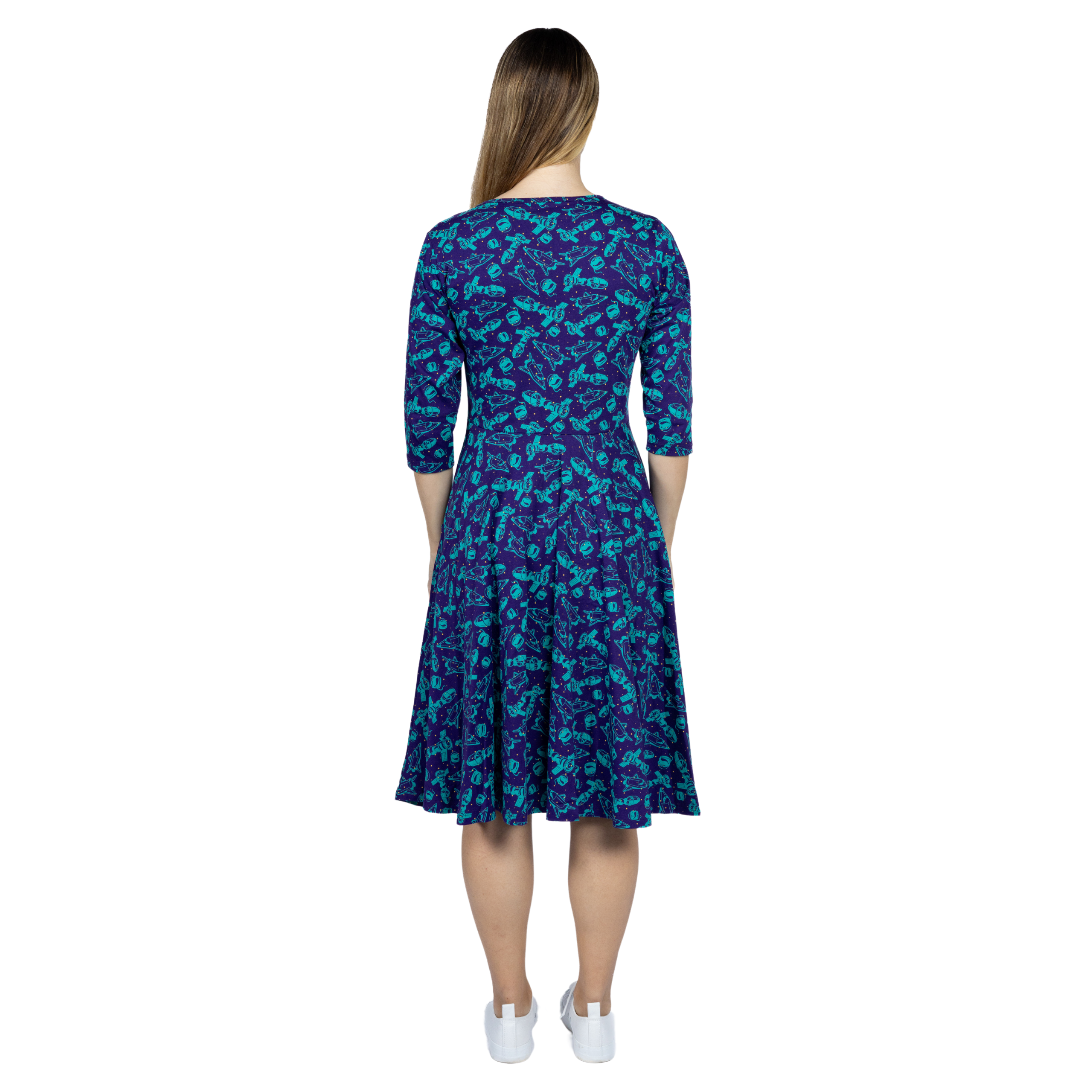 Outer Space 3/4th Sleeve Twirl Dress