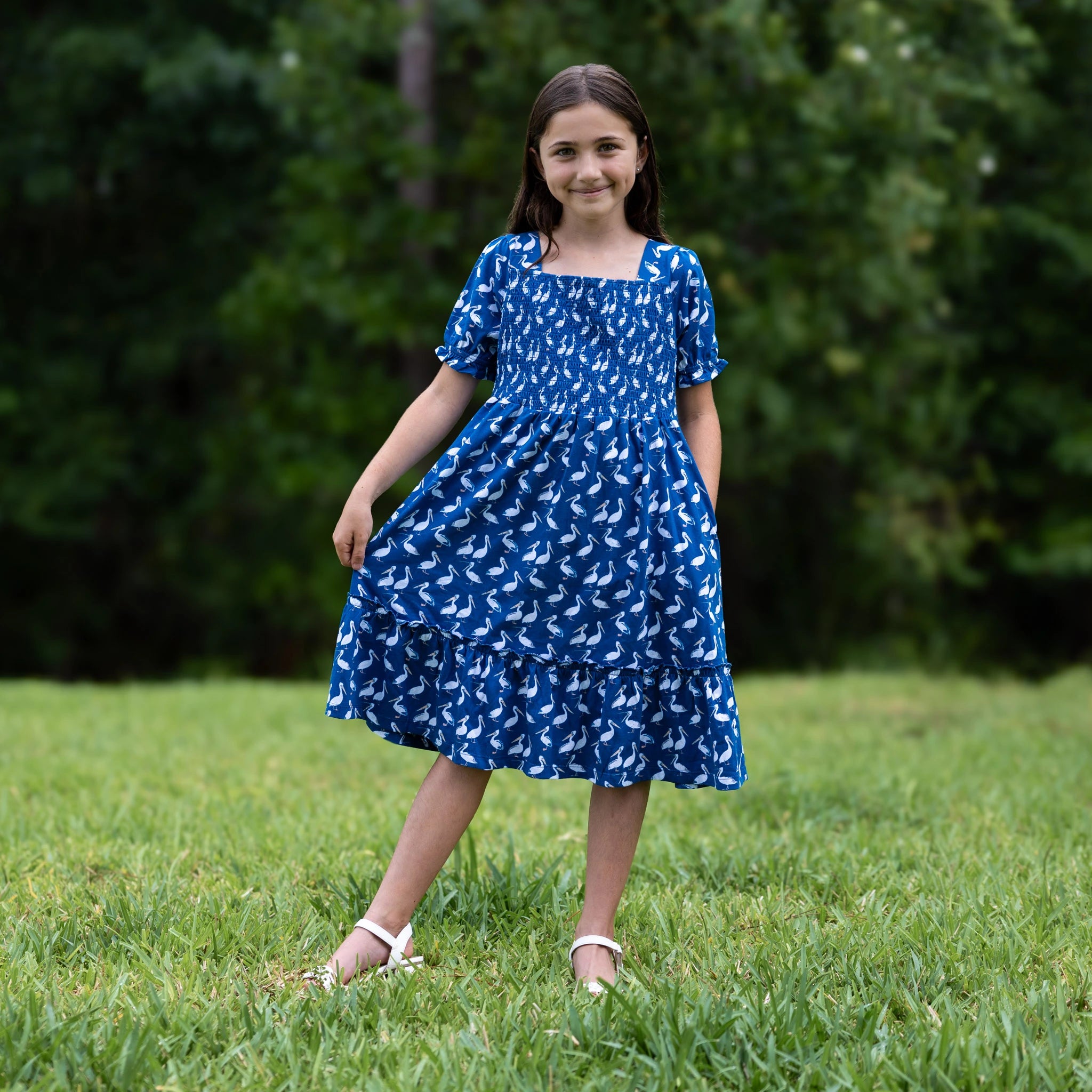 Pelicans Square-Neck Kids Dress