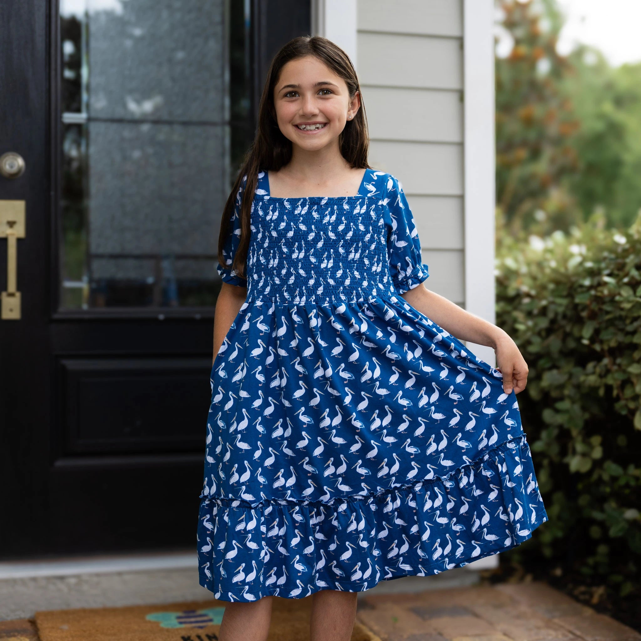 Pelicans Square-Neck Kids Dress
