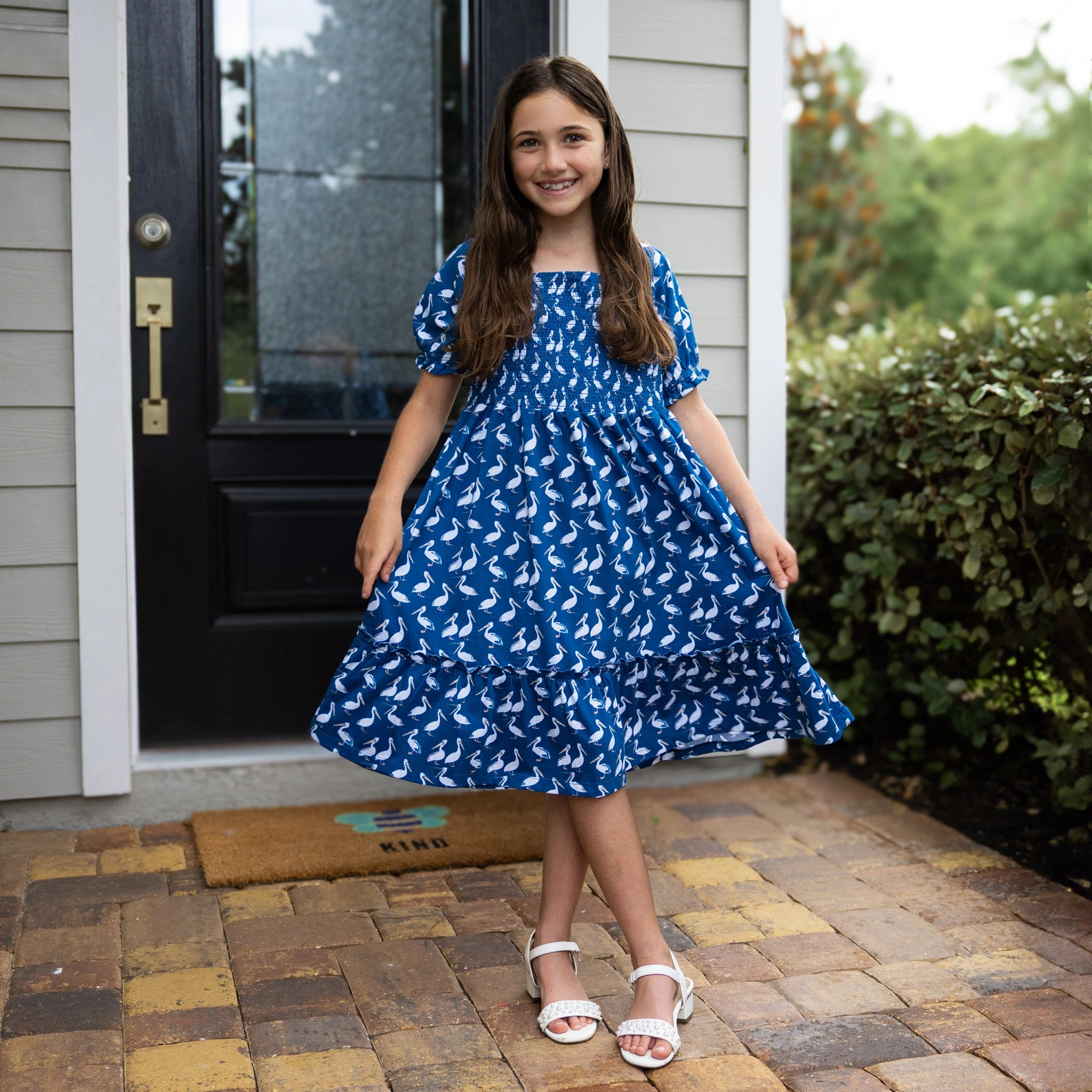 Pelicans Square-Neck Kids Dress