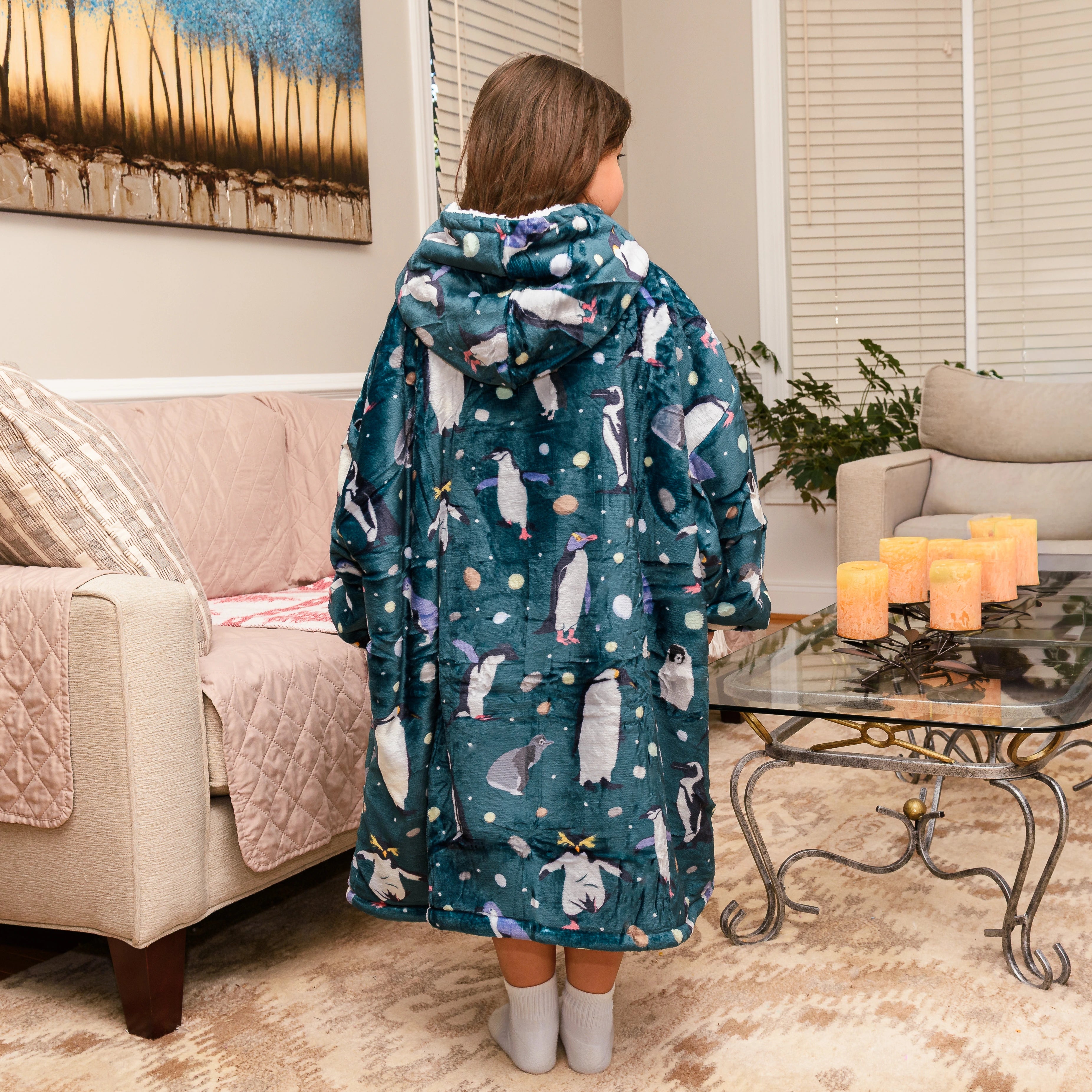 Penguins Parade Kids Blanket Hoodie