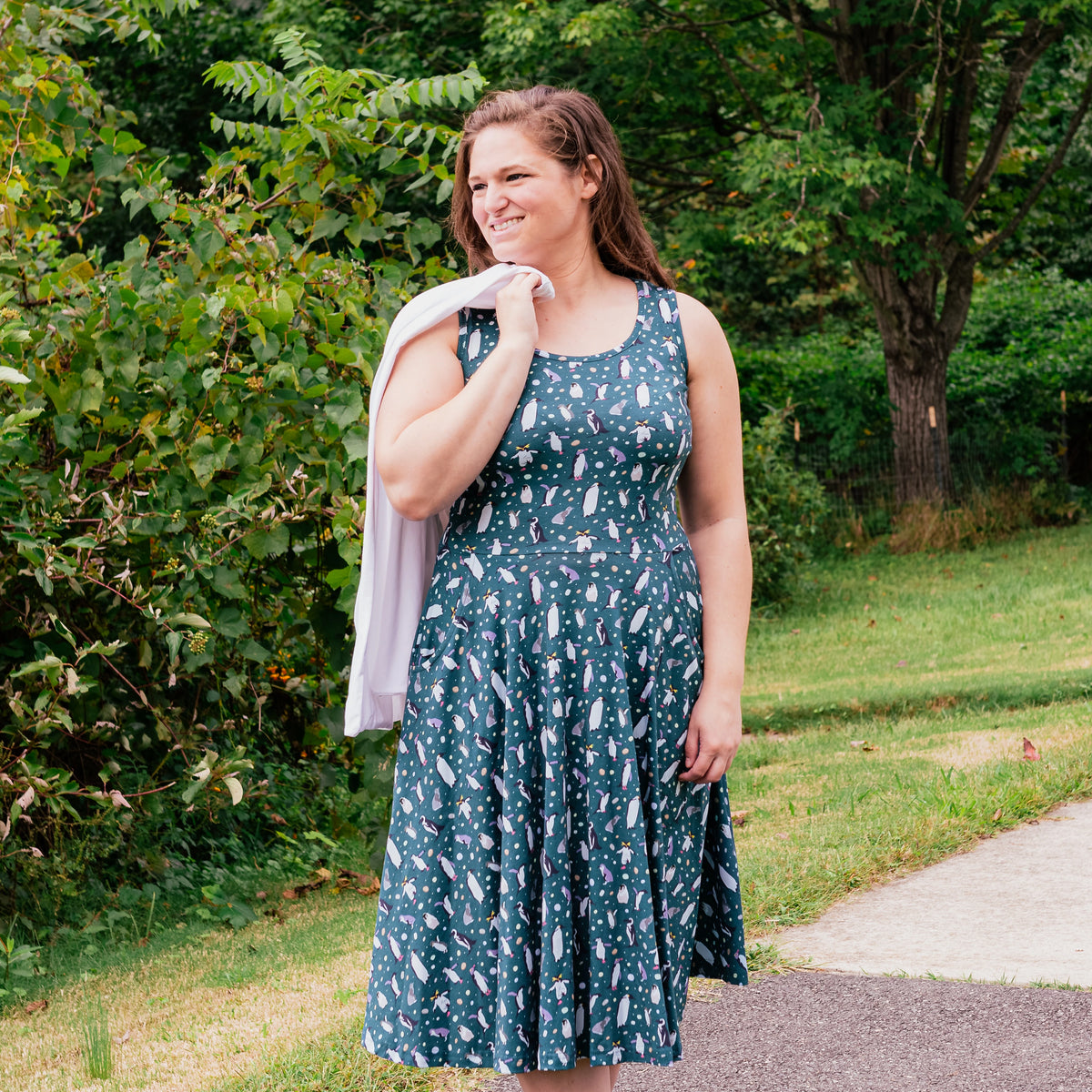 Penguin Parade Twirl Dress with Pockets