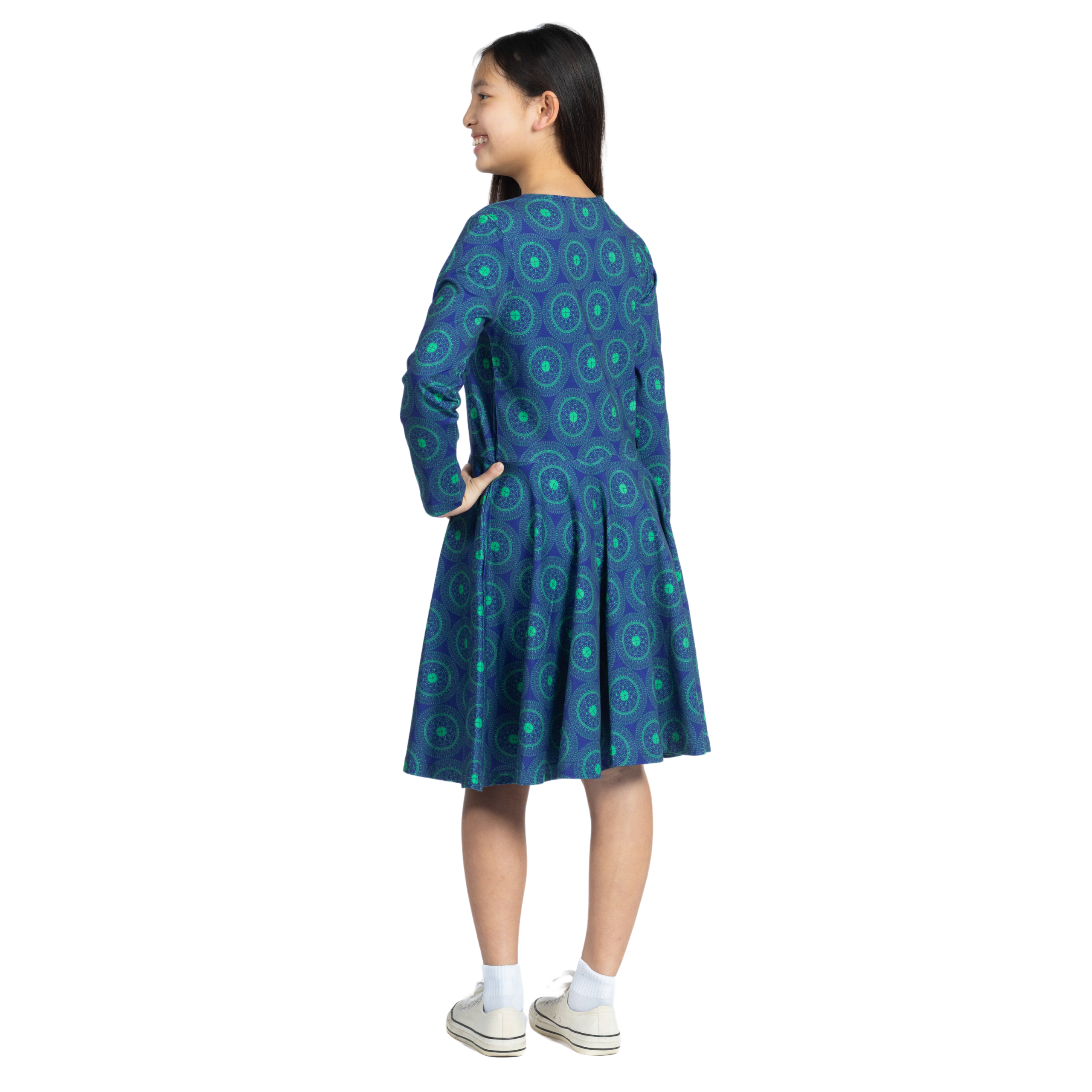 Pi Mandala Long Sleeve Kids Twirl Dress