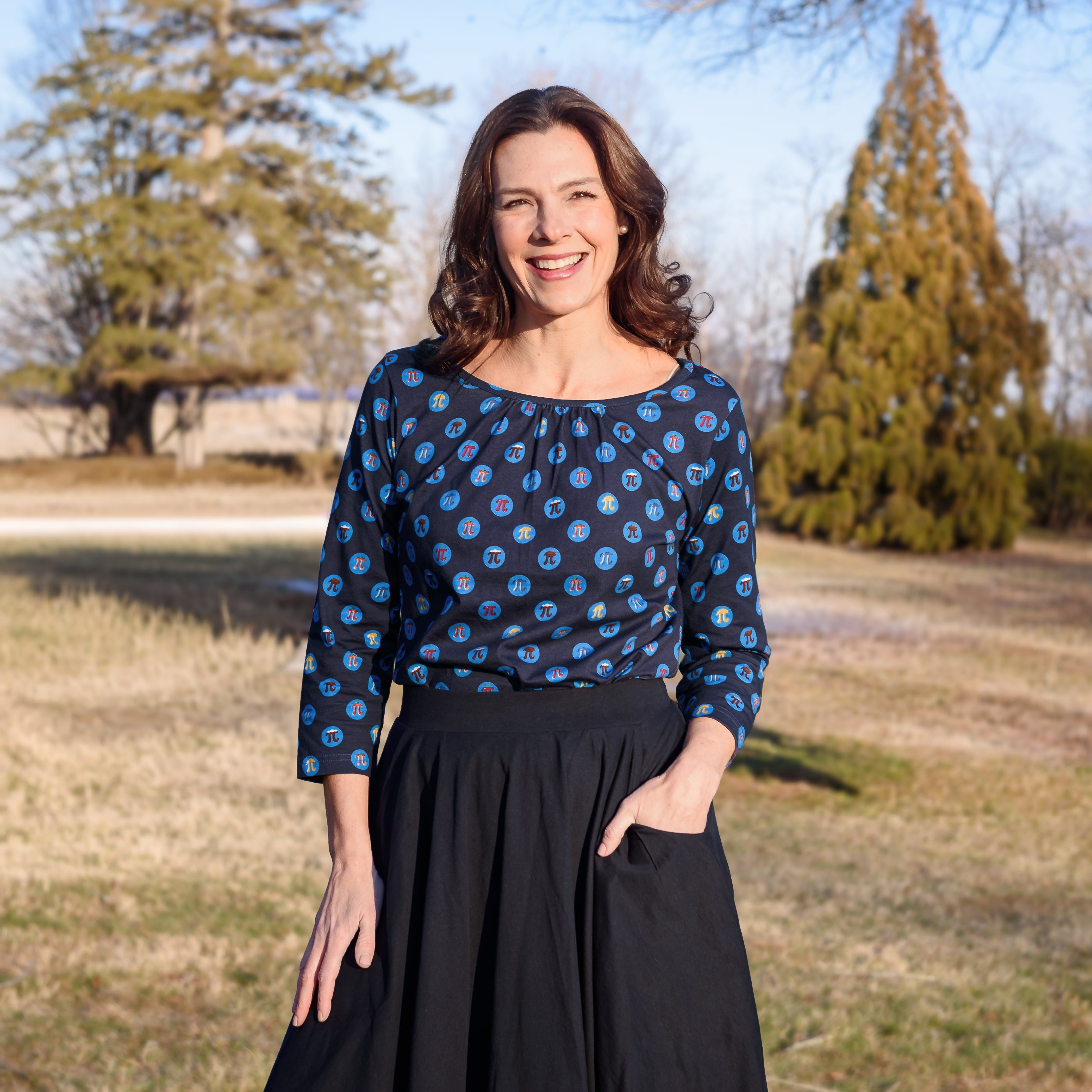 Pi Polka Dots 3/4th Sleeves Ida Top