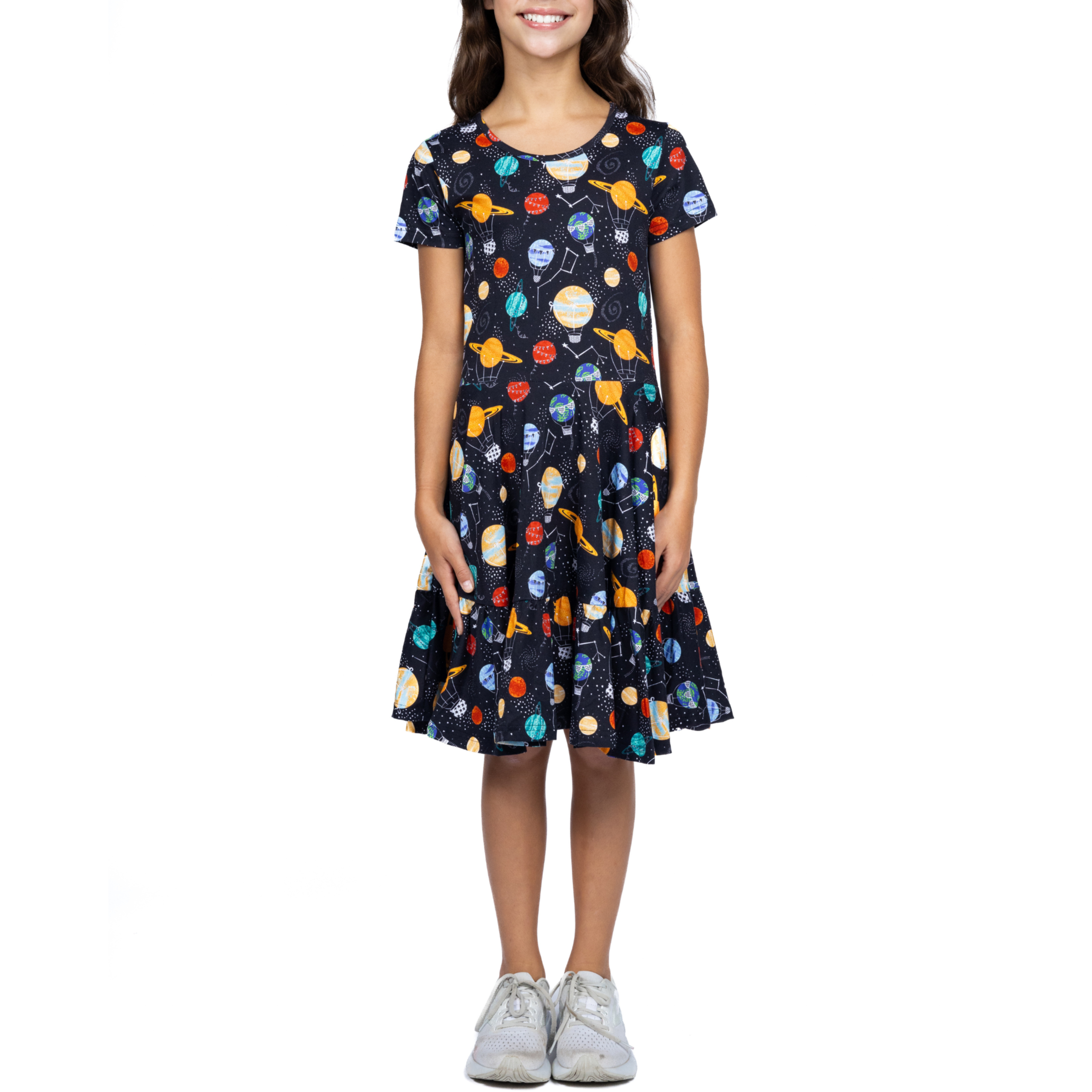 Planet Balloons Kids Twirl Dress with Frill