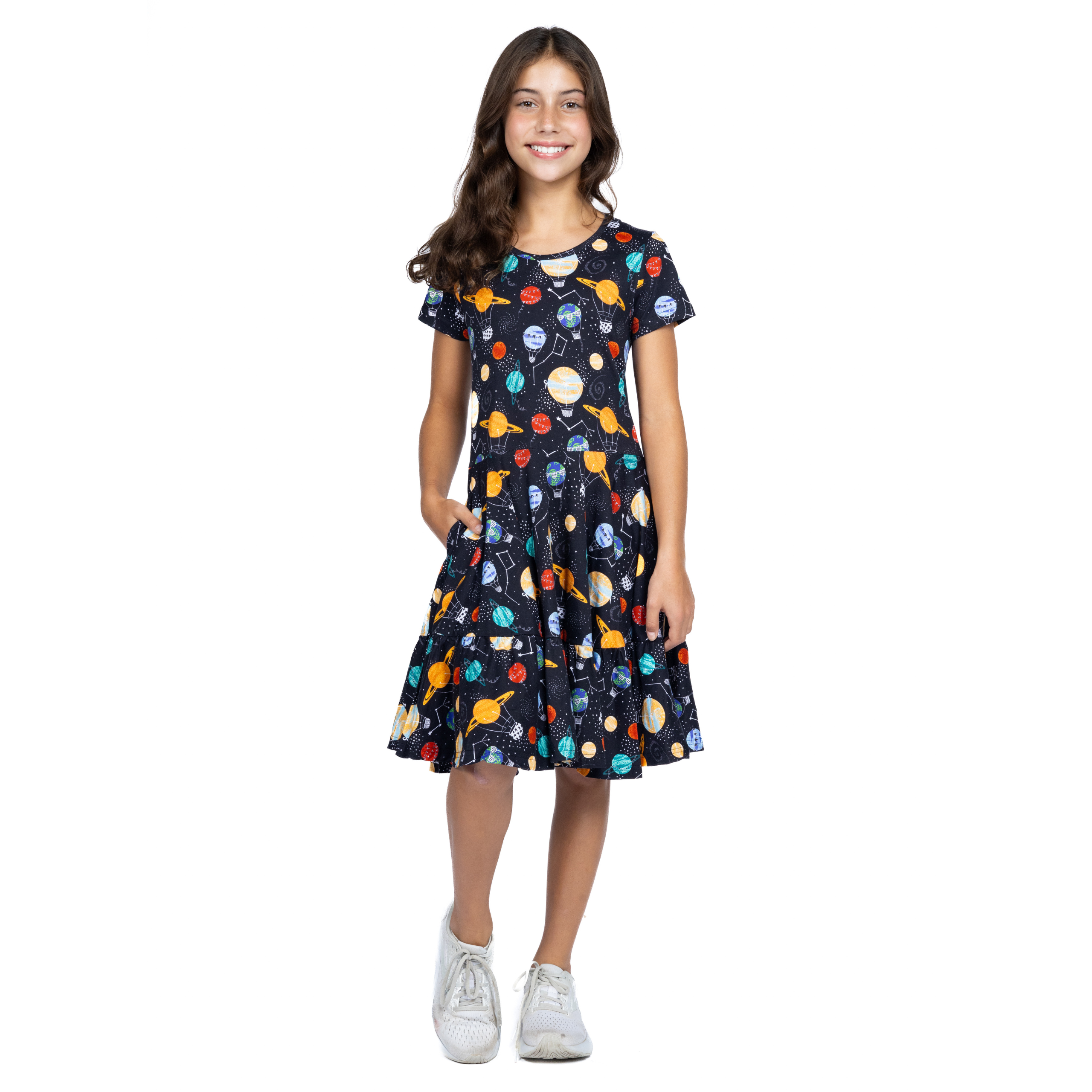 Planet Balloons Kids Twirl Dress with Frill