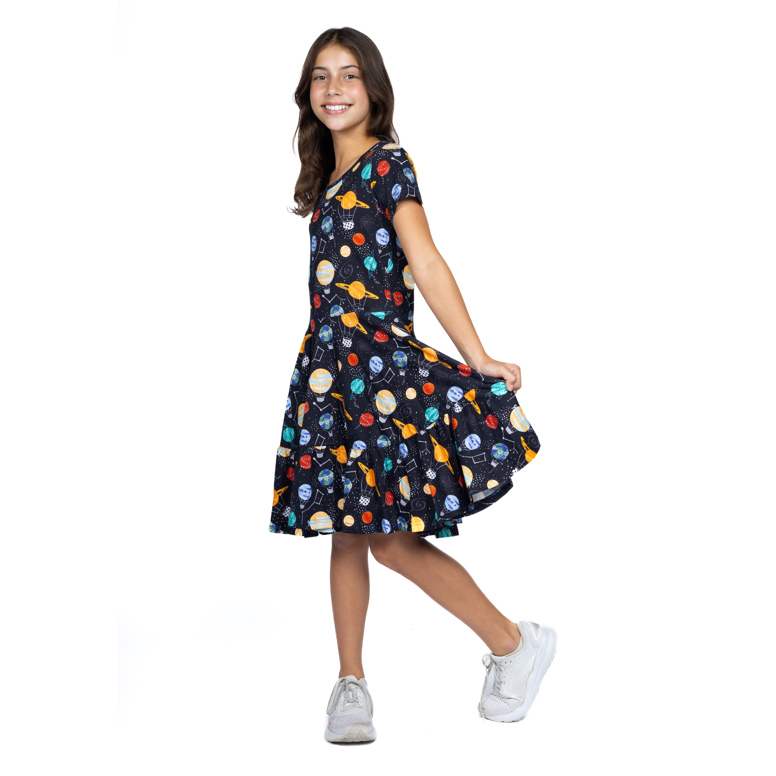 Planet Balloons Kids Twirl Dress with Frill