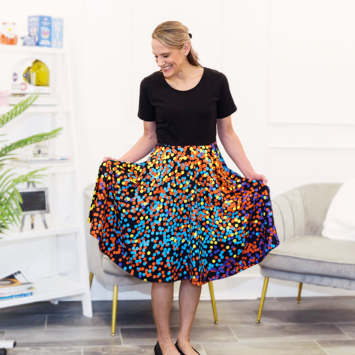 Pointillism Twirl Dress Sample - S
