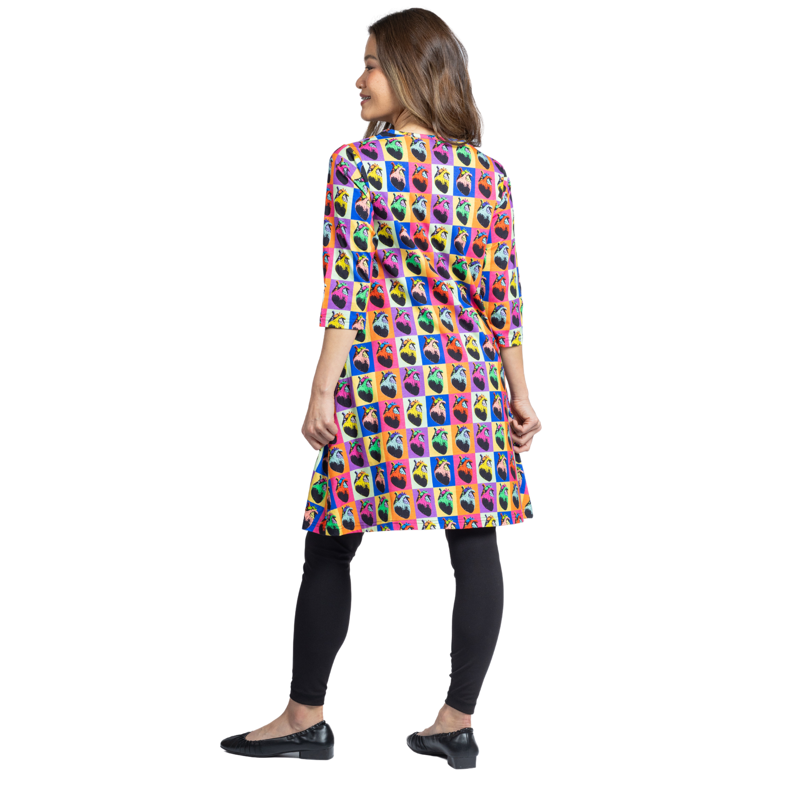 Pop Art Hearts 3/4th Sleeves Long Tunic