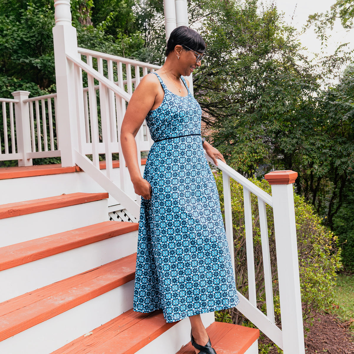 Porcelain Bloom Dress with Pockets