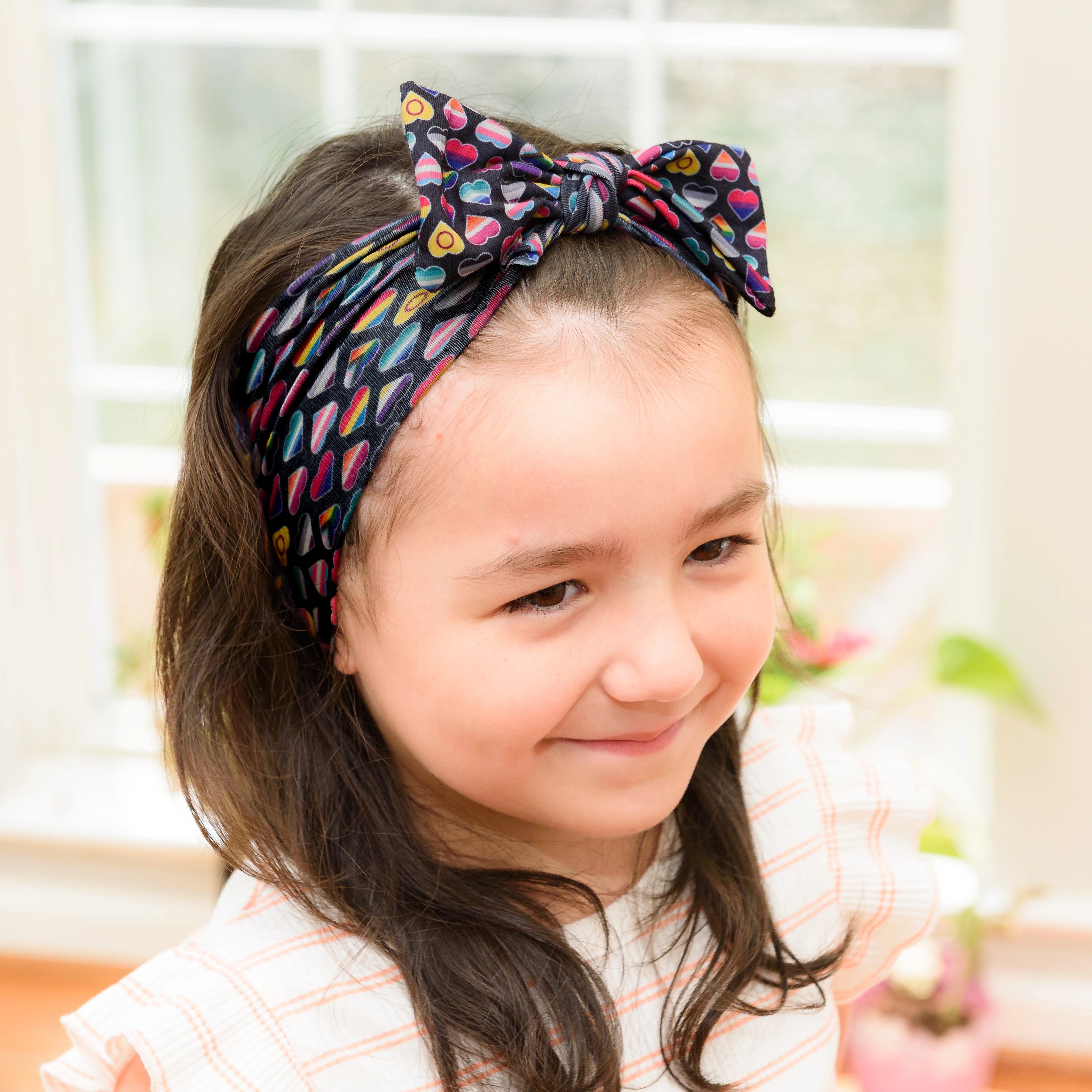 Pride Hearts Kids Bow Headband