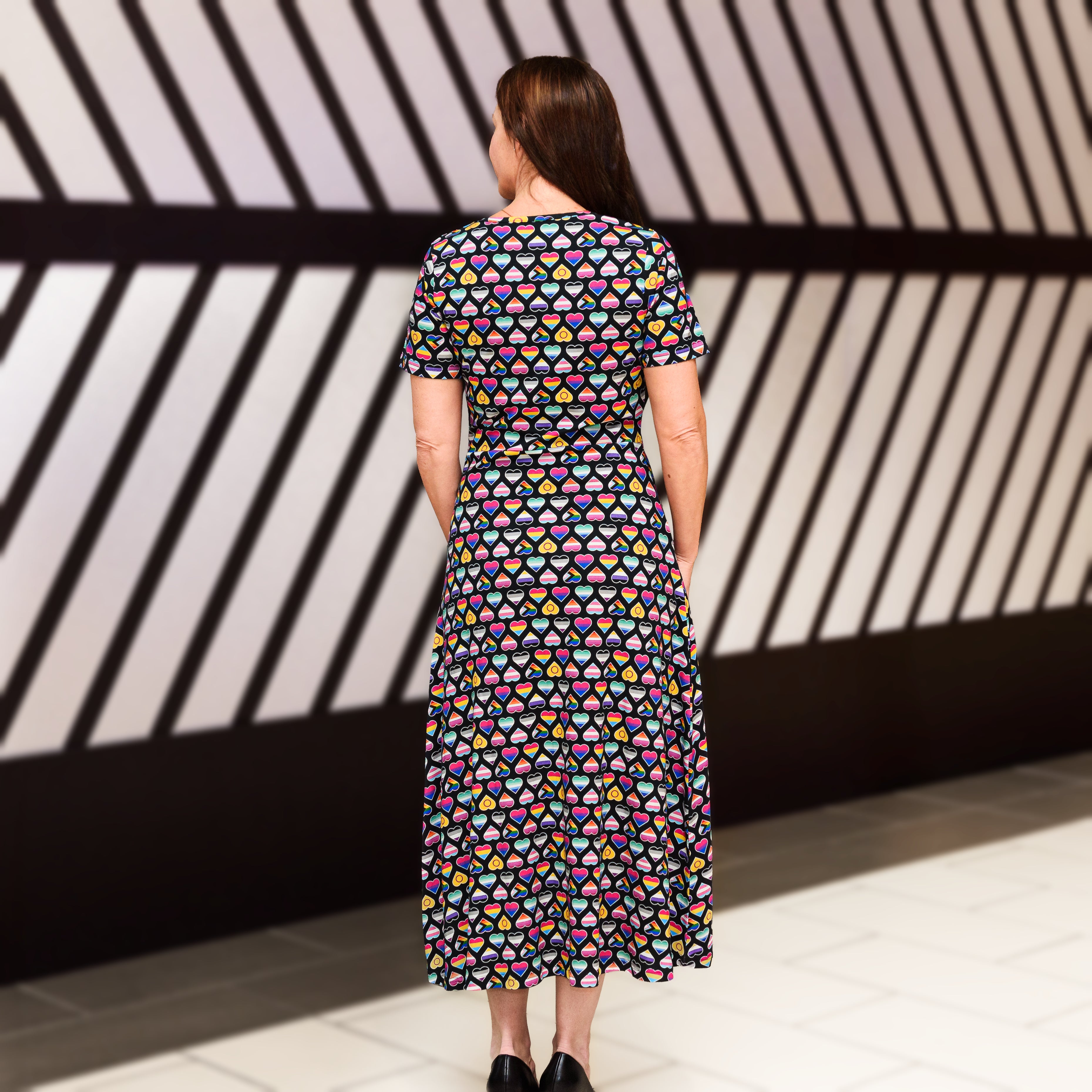 Pride Hearts Midi Dress (With Waist Seam)