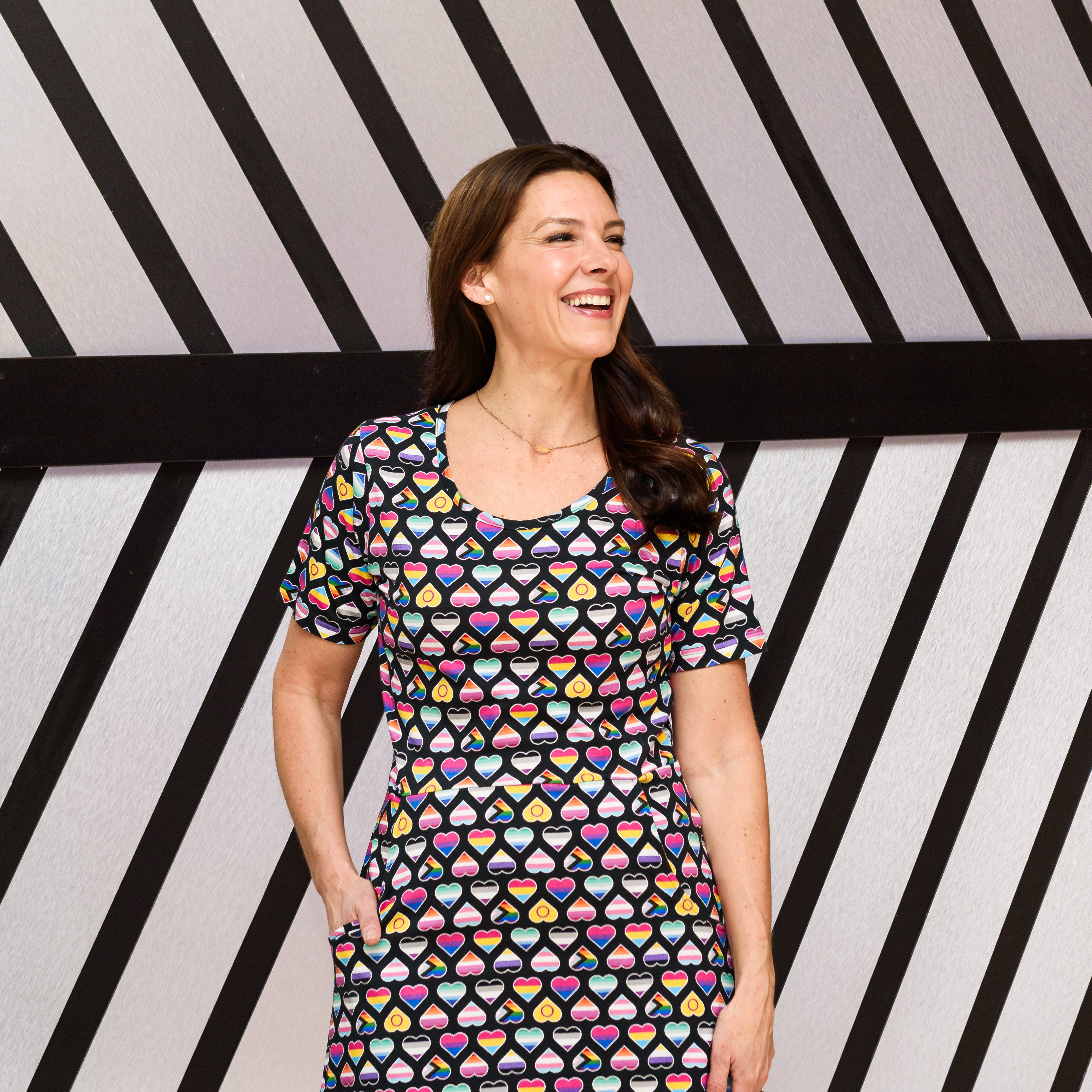 Pride Hearts Midi Dress (With Waist Seam)