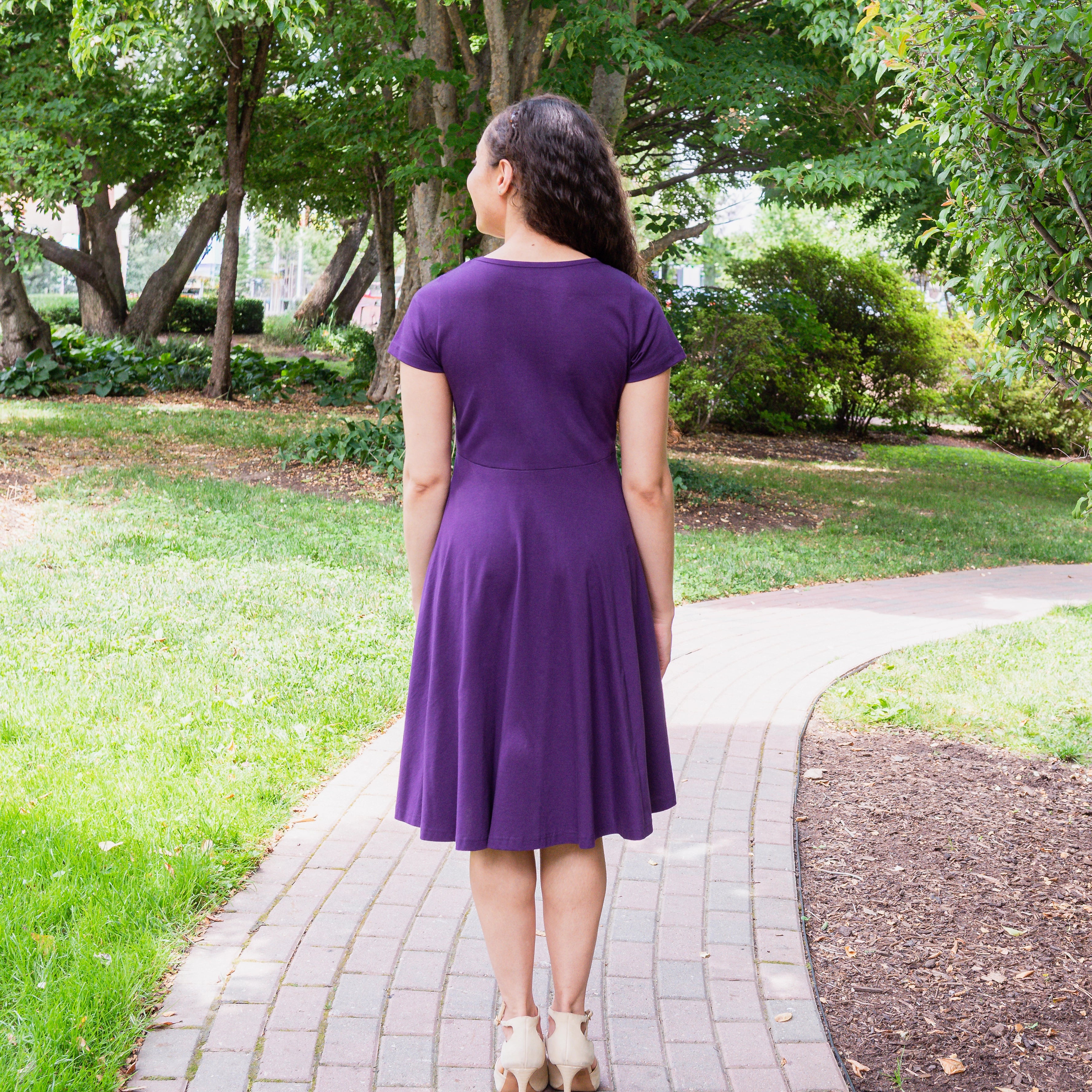 Purple Petite Twirl Dress with Pockets