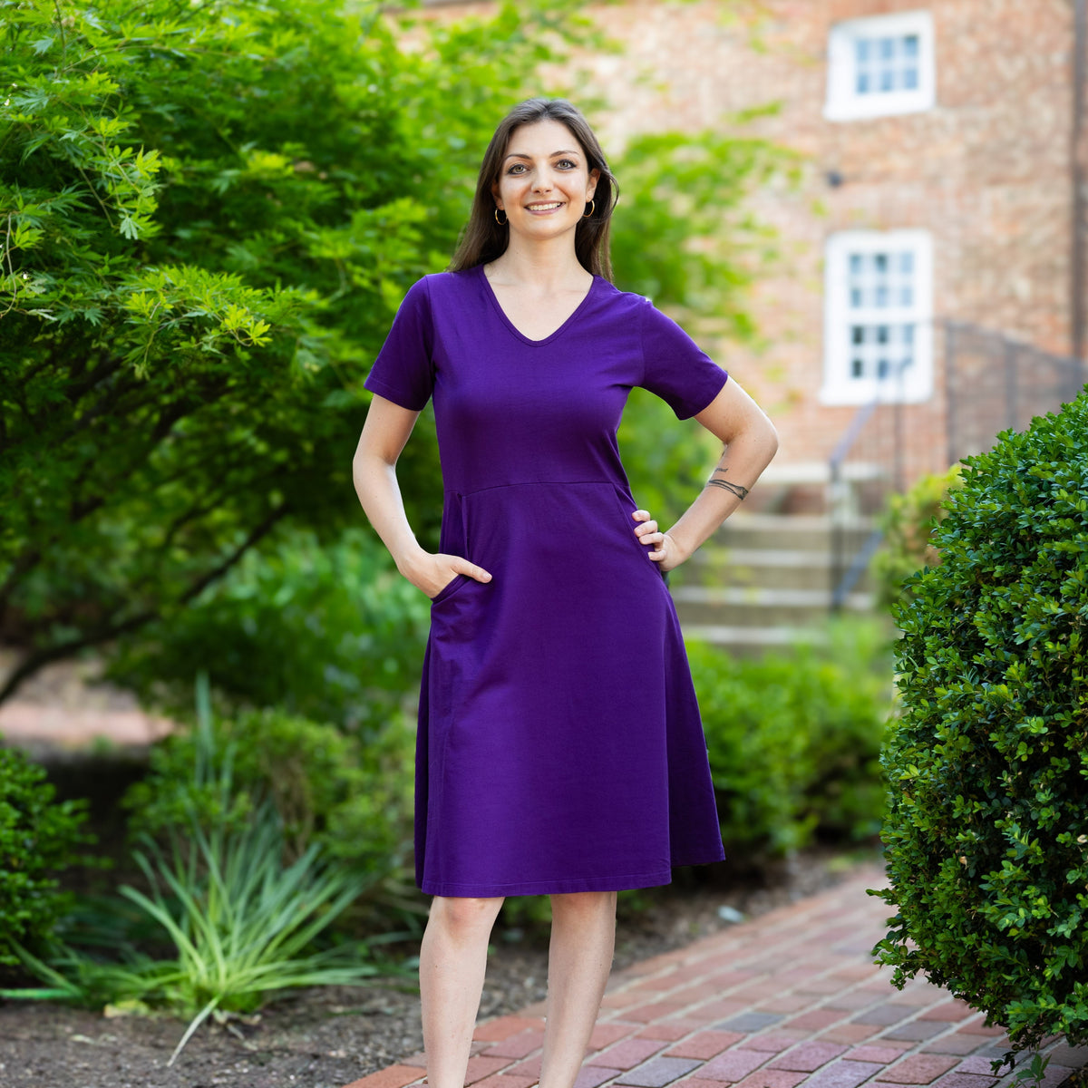 Purple A-Line Dress (with Waist Seam) Svaha USA M