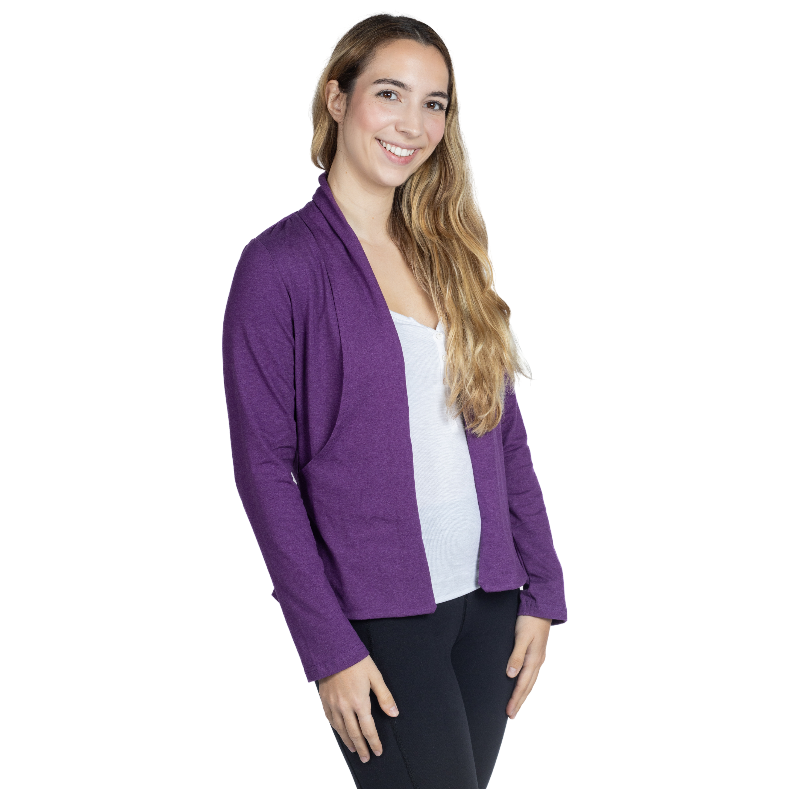 Purple Shorter-Length Cardigan