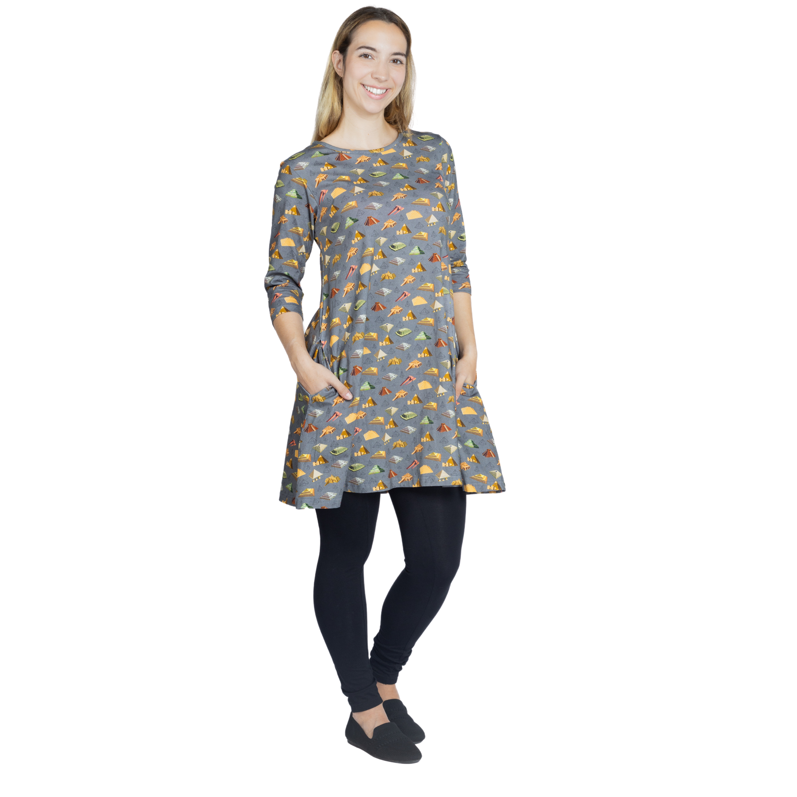 Pyramids 3/4th Sleeves Long Tunic