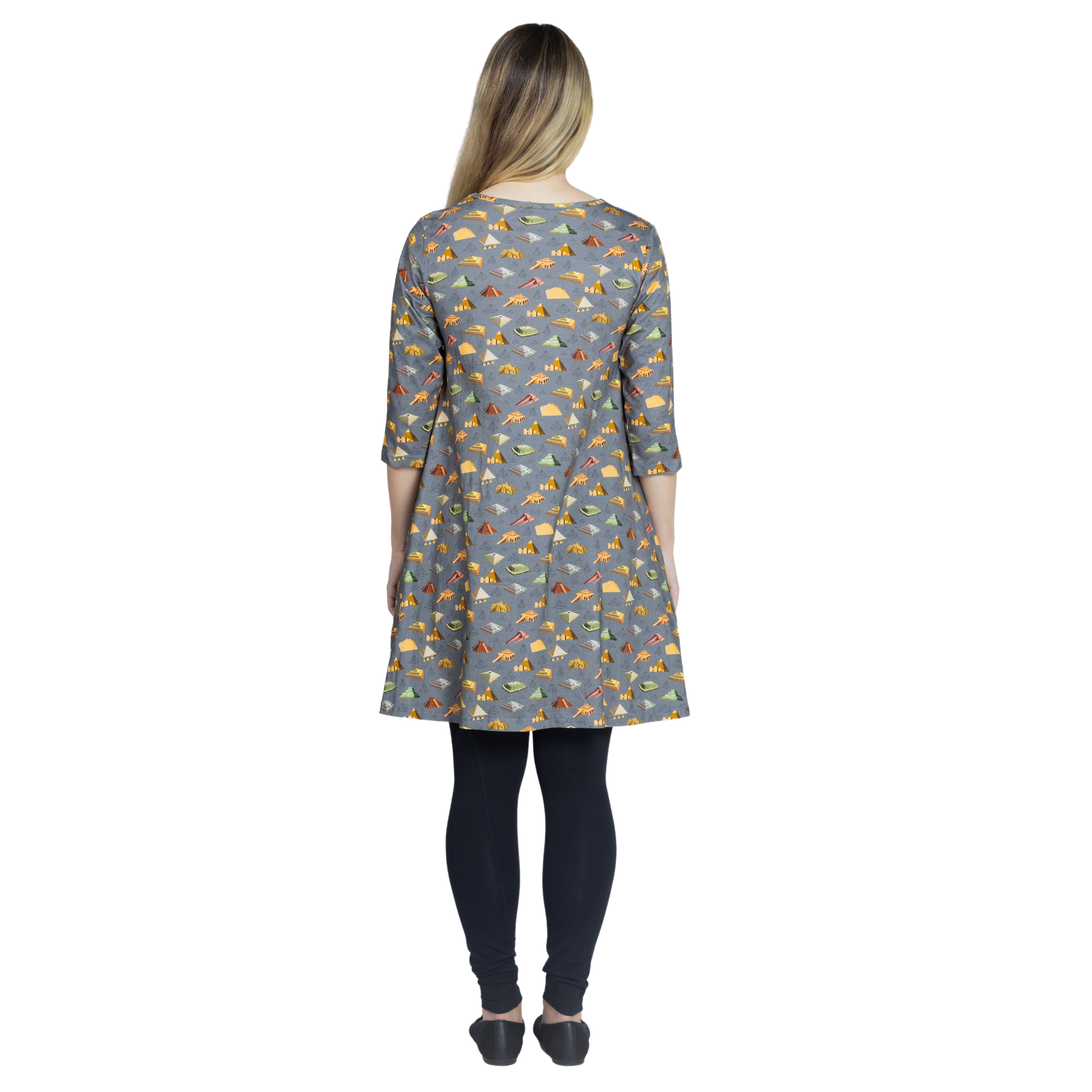 Pyramids 3/4th Sleeves Long Tunic