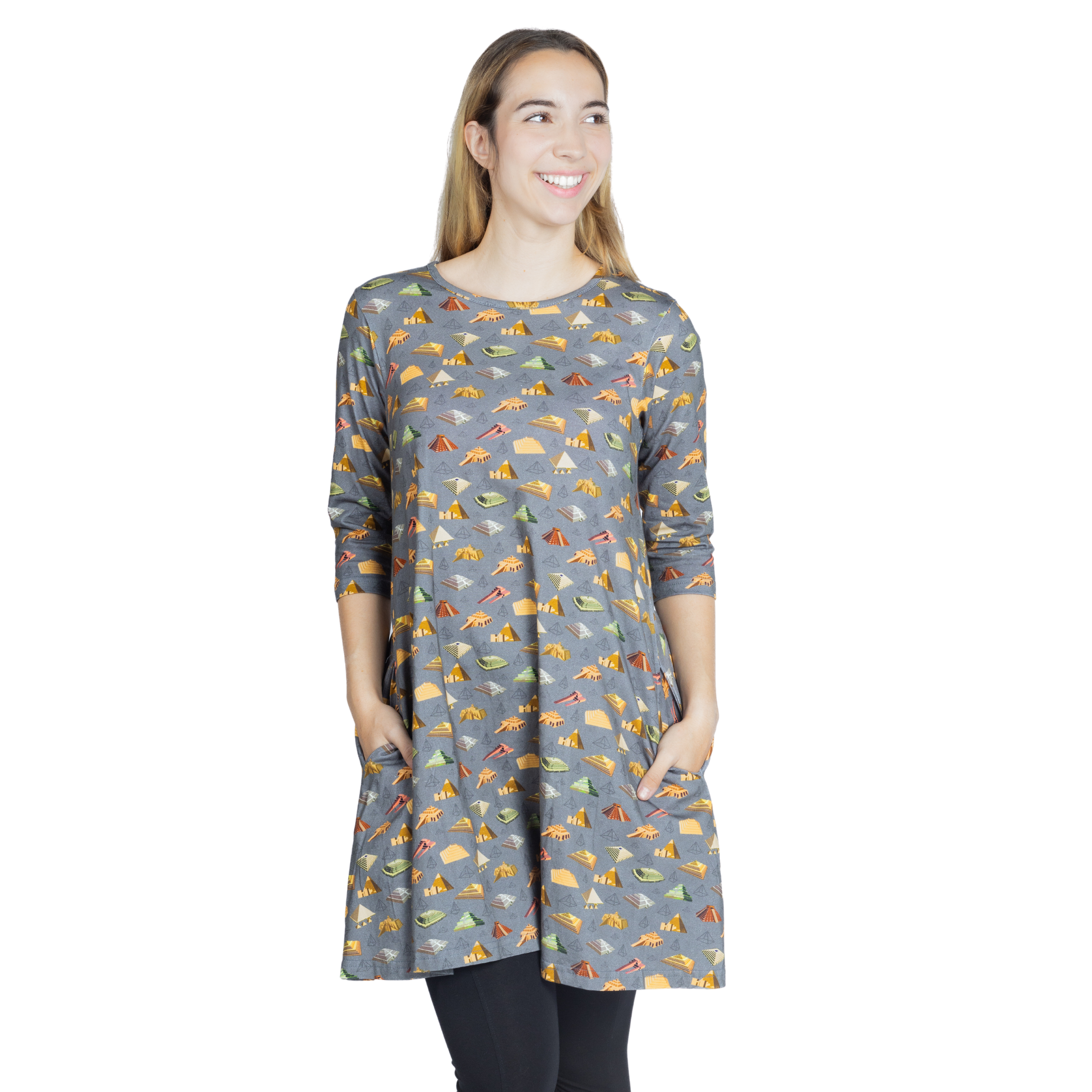 Pyramids 3/4th Sleeves Long Tunic