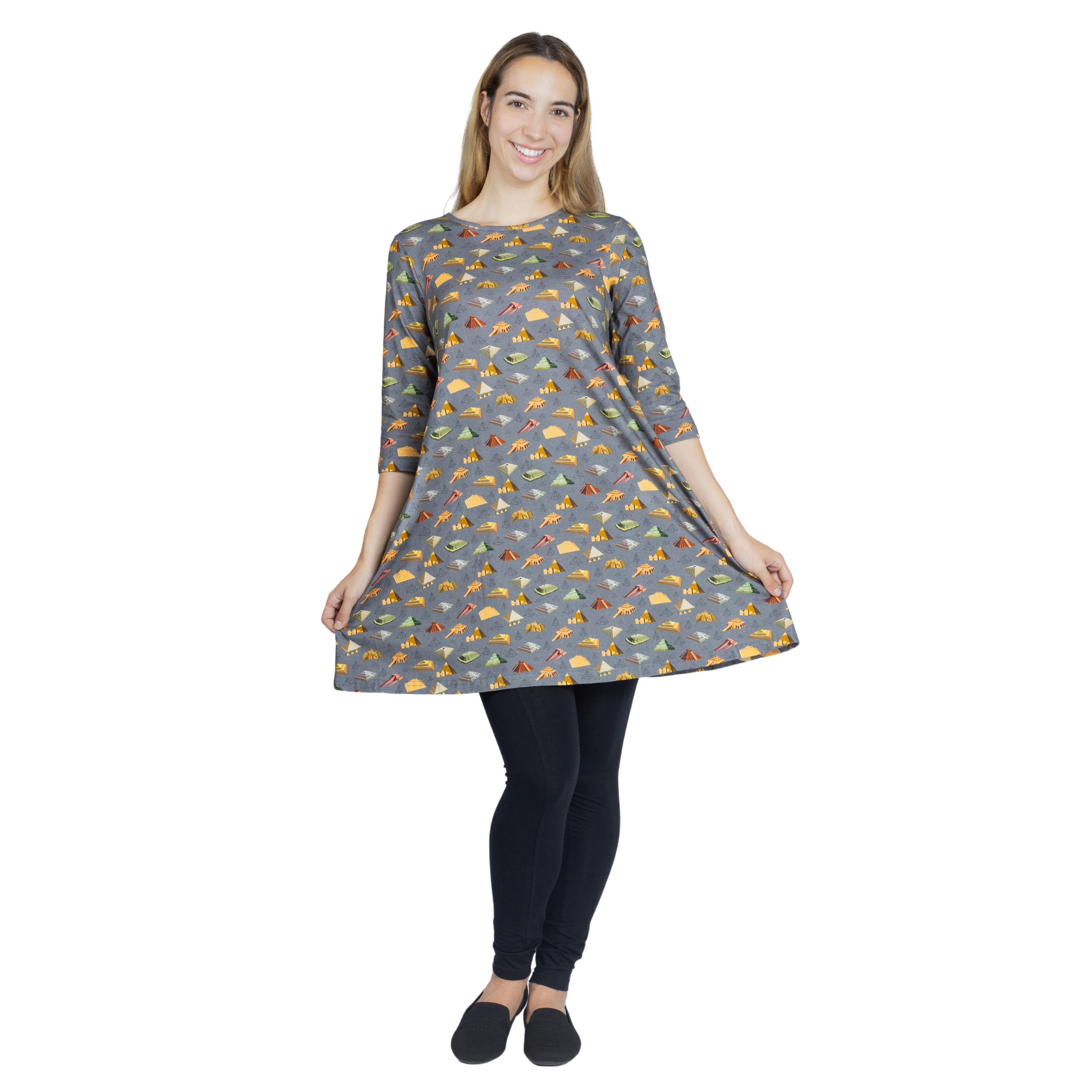 Pyramids 3/4th Sleeves Long Tunic