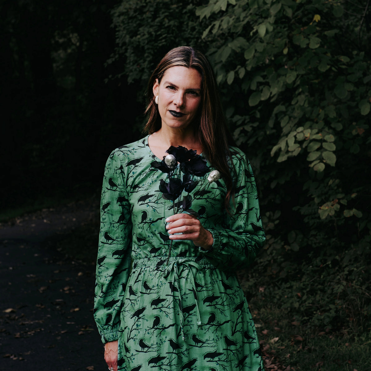 Quoth The Raven Midi Dress with Pockets
