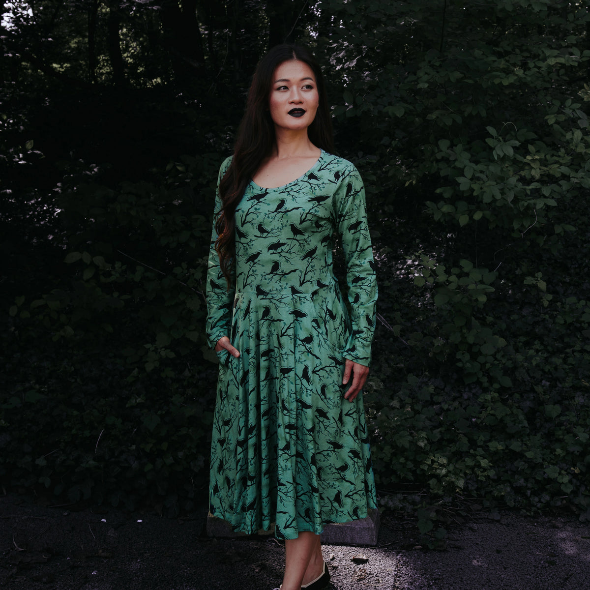 Quoth The Raven Twirl Dress with Pockets