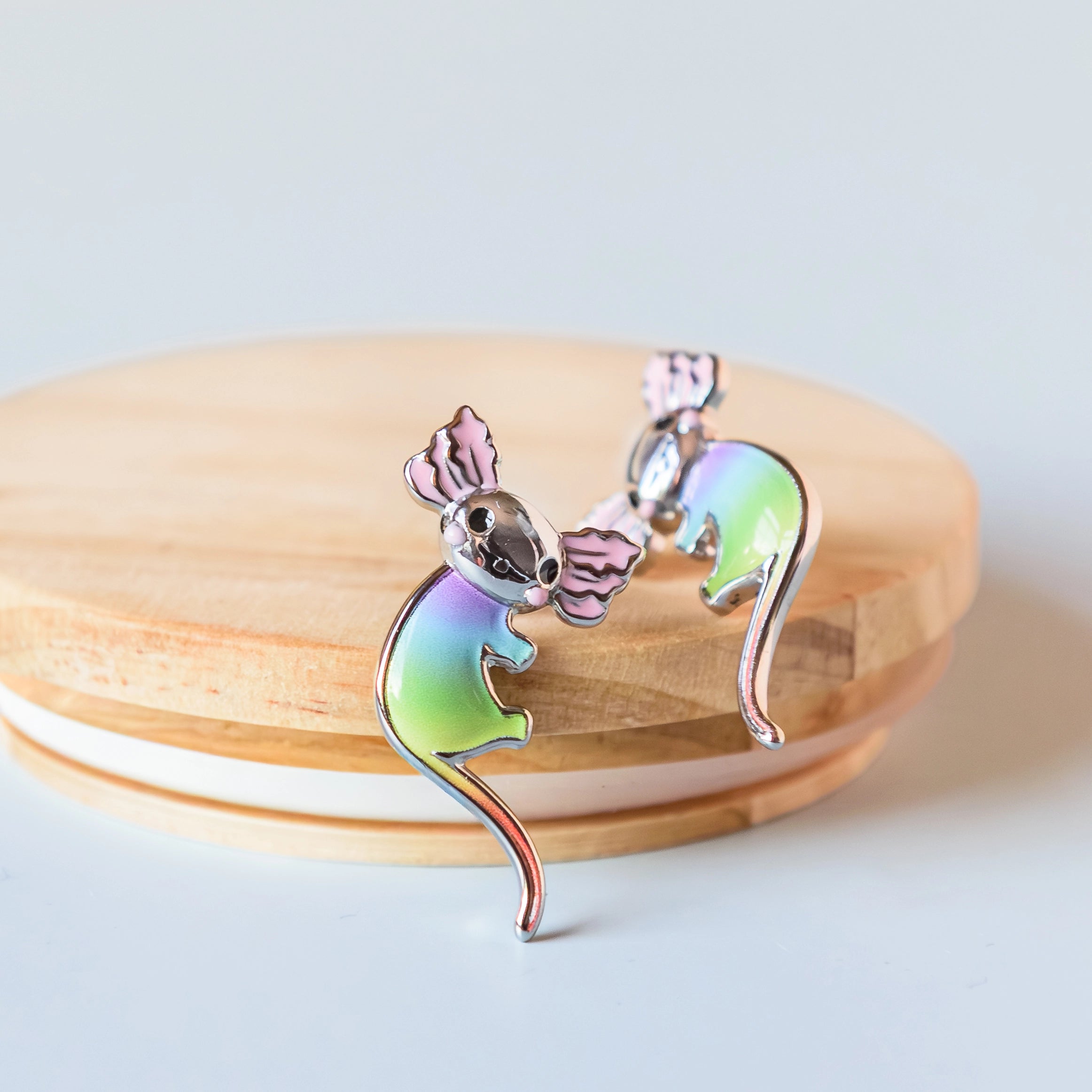 Rainbow Axolotl Stainless Steel Earrings