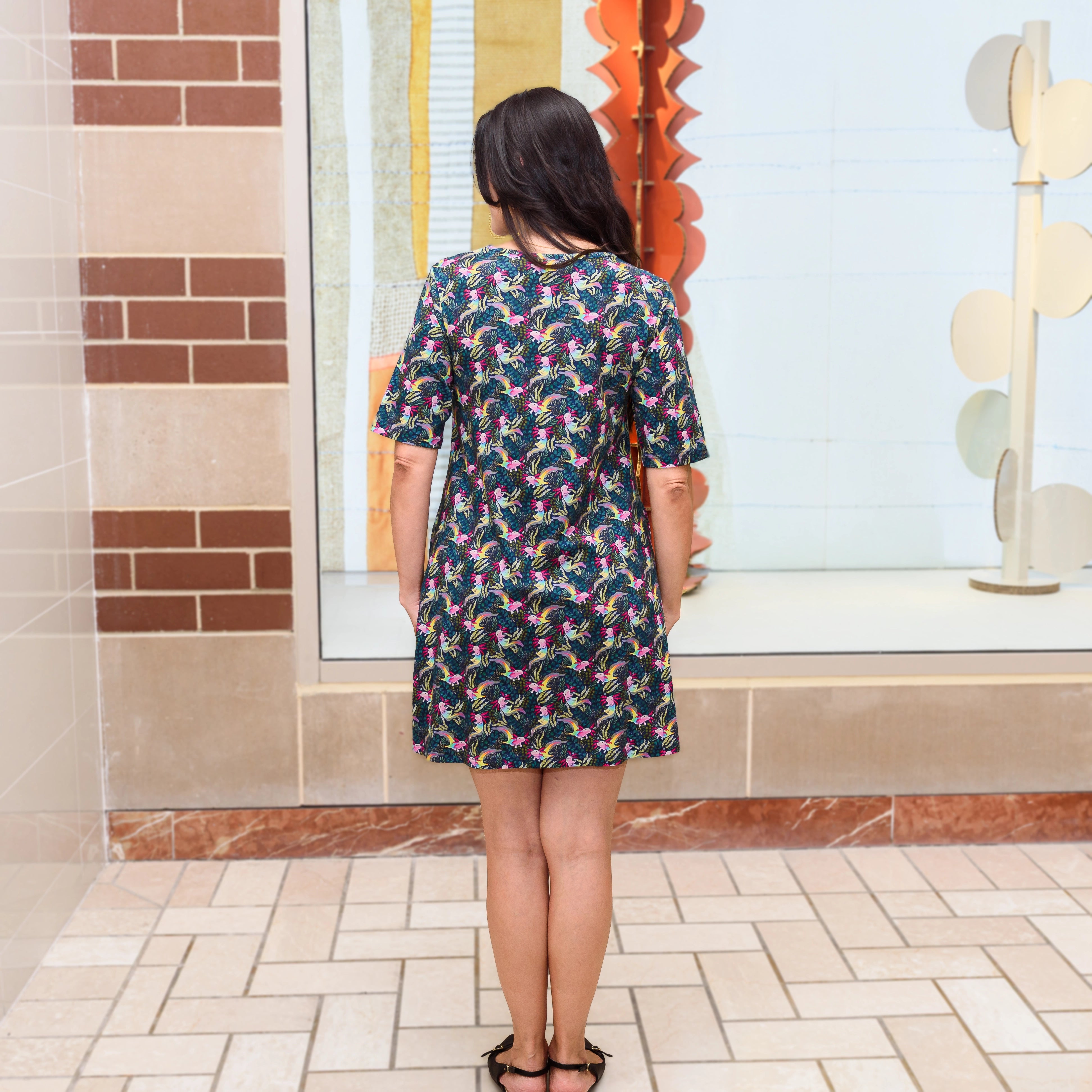 Rainbow Axolotl Long Tunic with Pockets