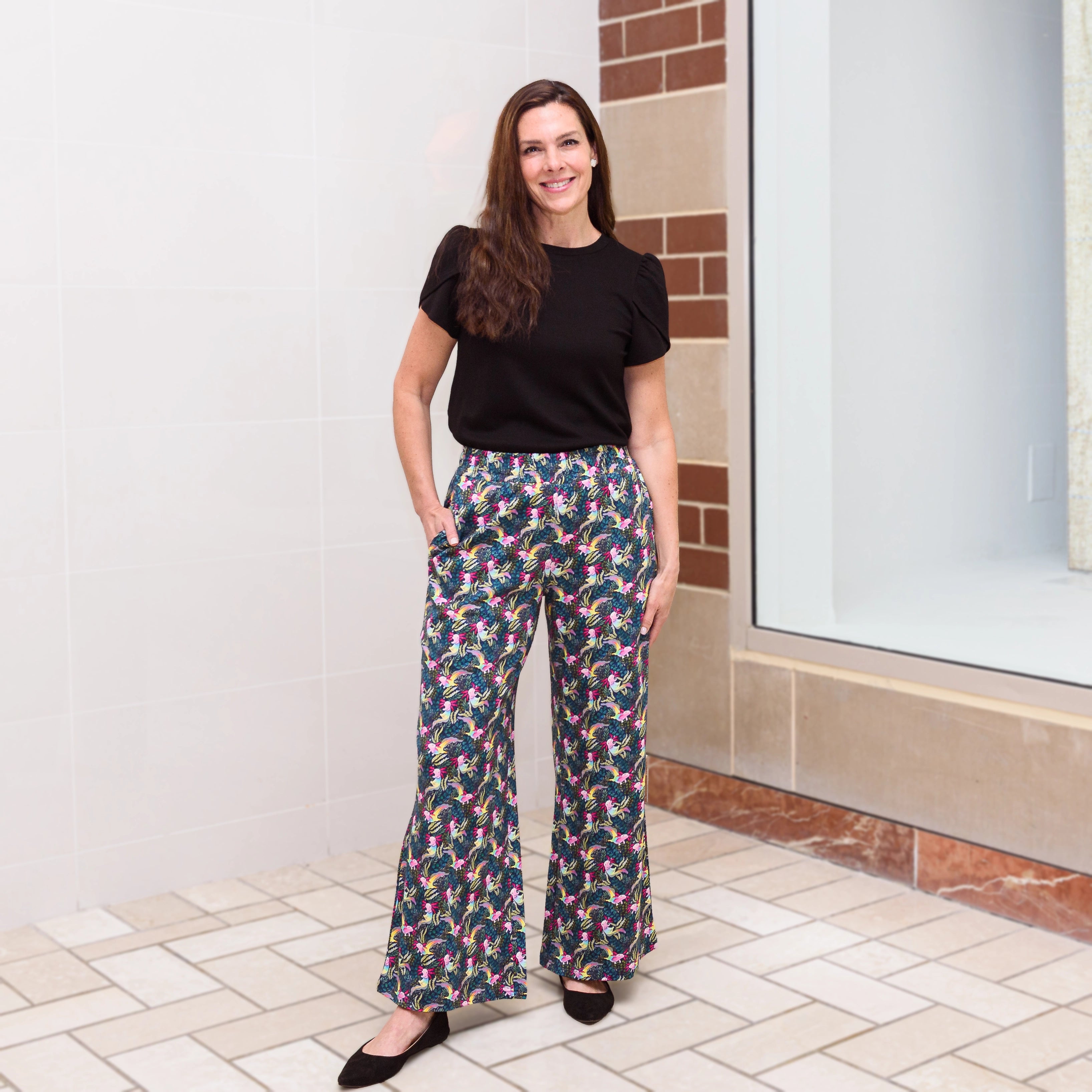 Rainbow Axolotl Palazzo Pants with Pockets