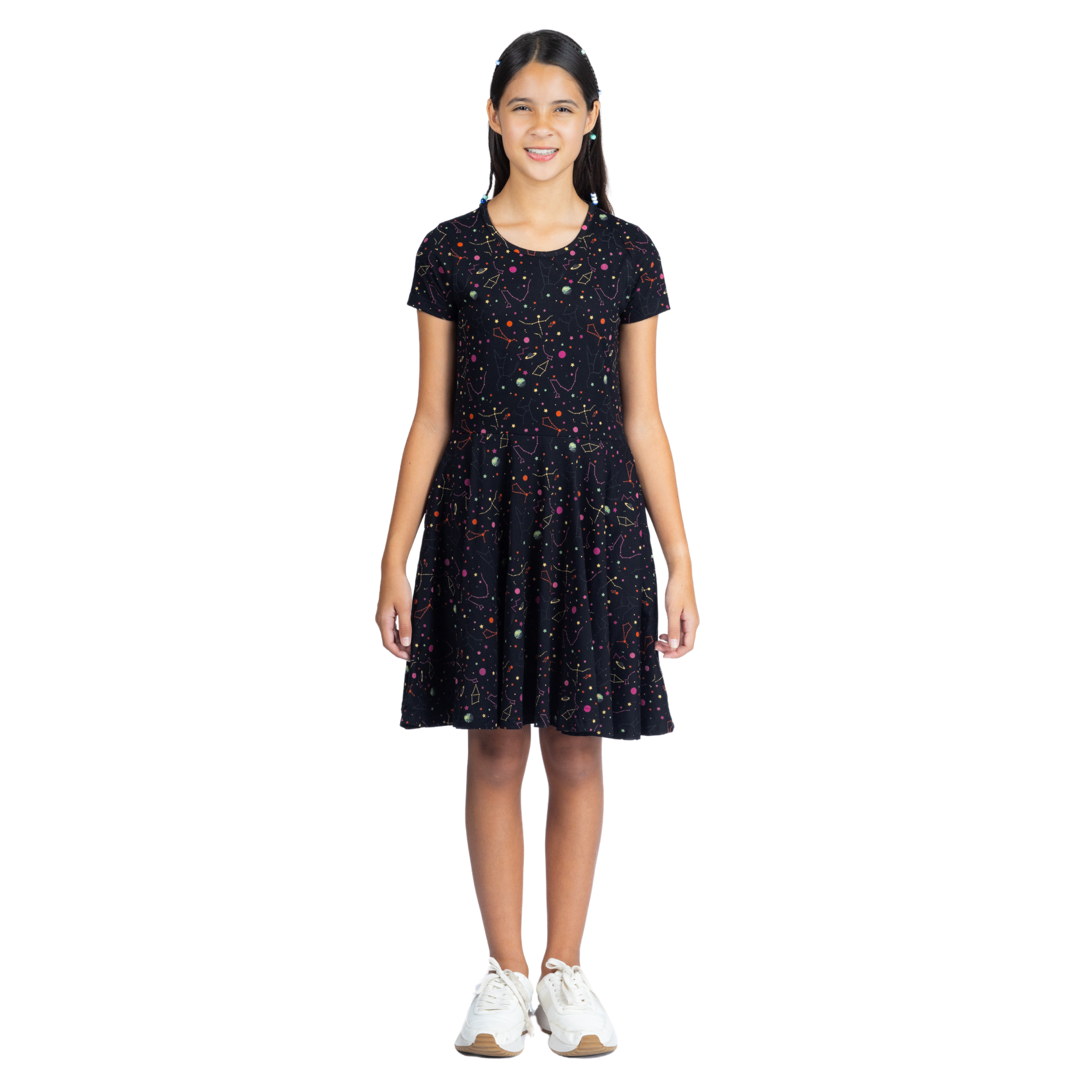 Rainbow Constellations Glow-in-the-Dark Kids Twirl Dress