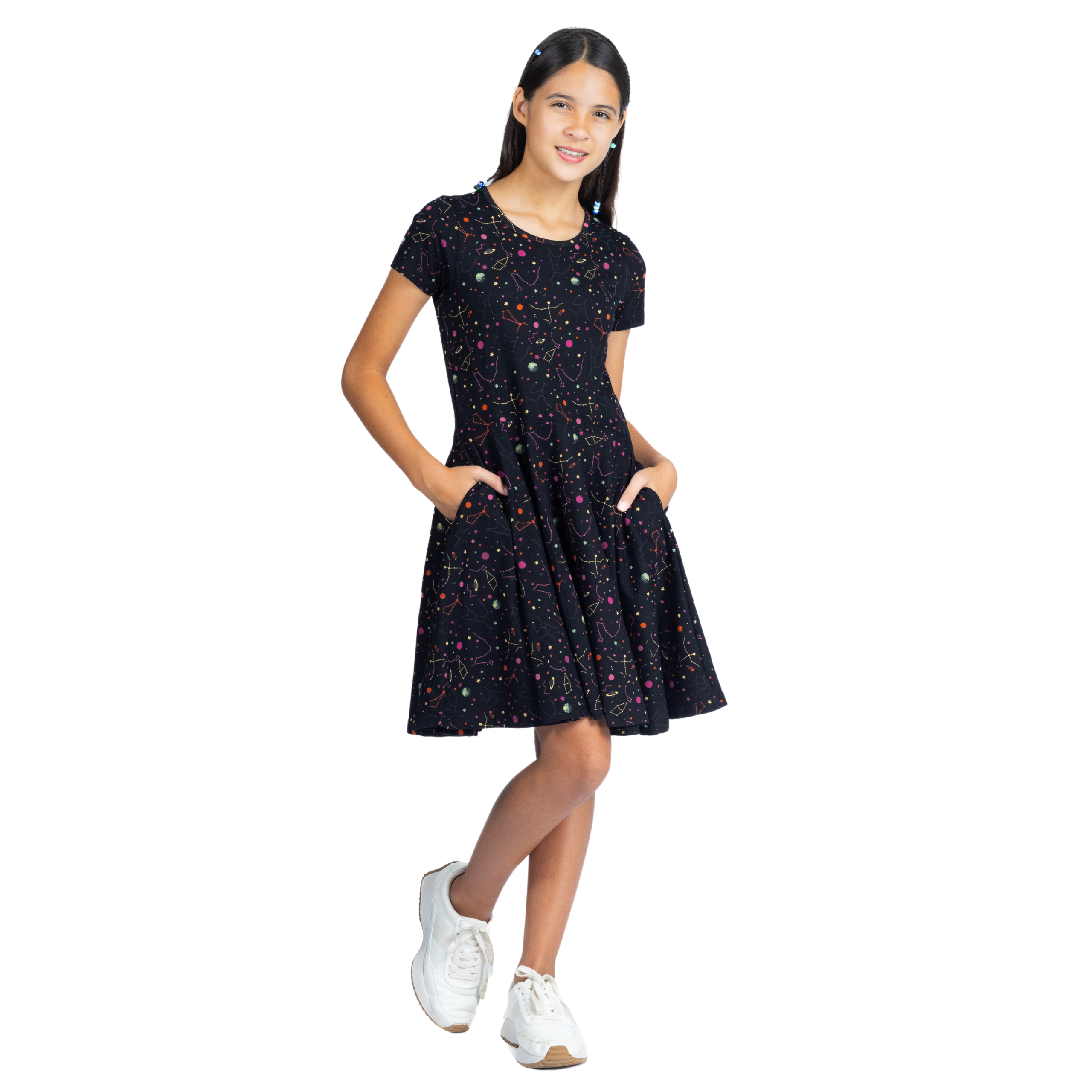 Rainbow Constellations Glow-in-the-Dark Kids Twirl Dress