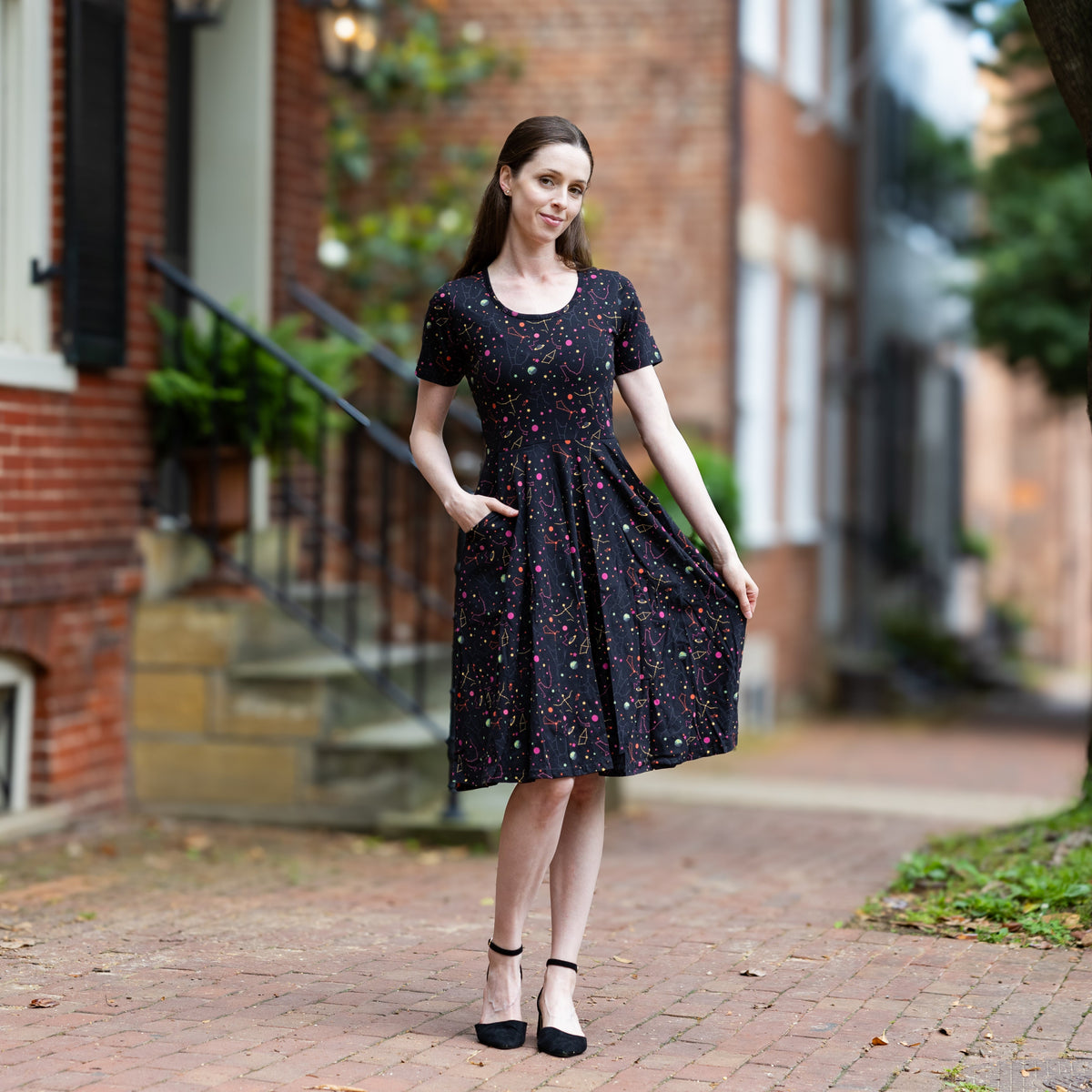 Rainbow Constellations Glow-in-the-Dark Twirl Dress Svaha USA