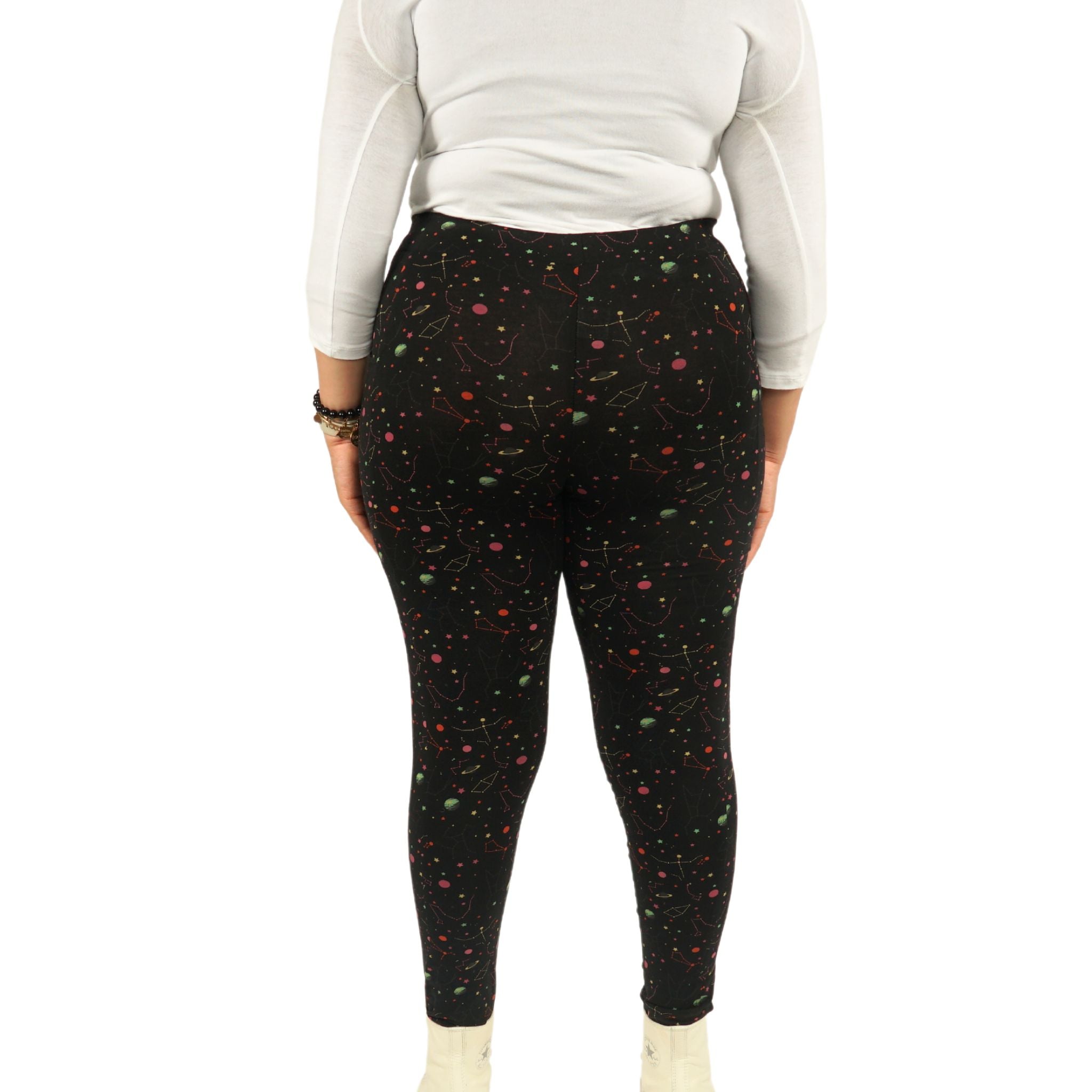 Rainbow Constellations Glow-in-the-Dark Adults Leggings with Pockets