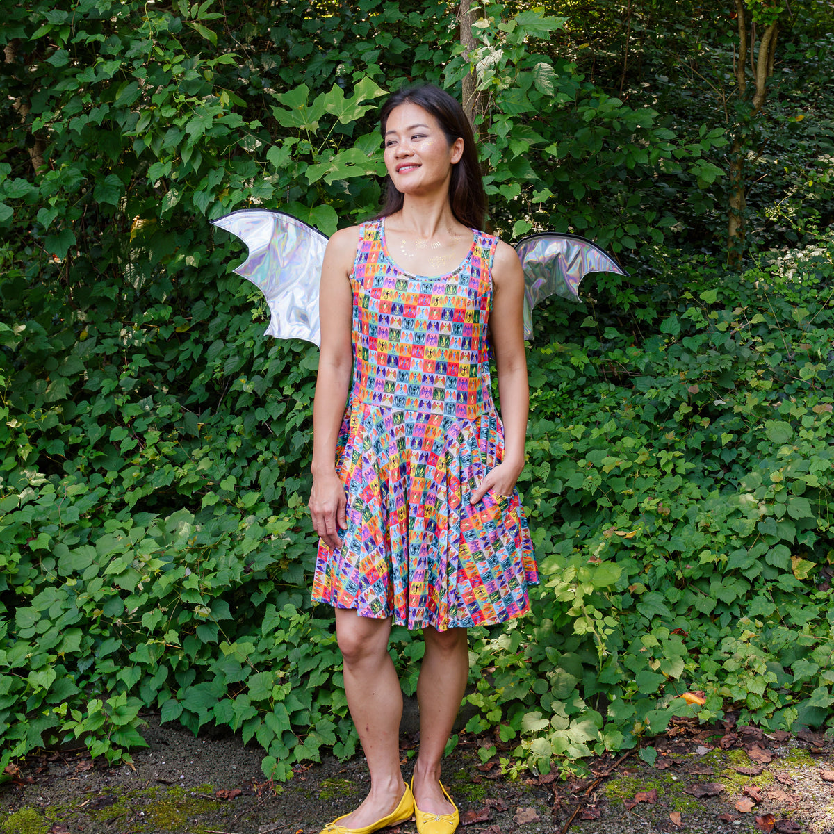 Rainbow Dragons Skater Dress with Pockets