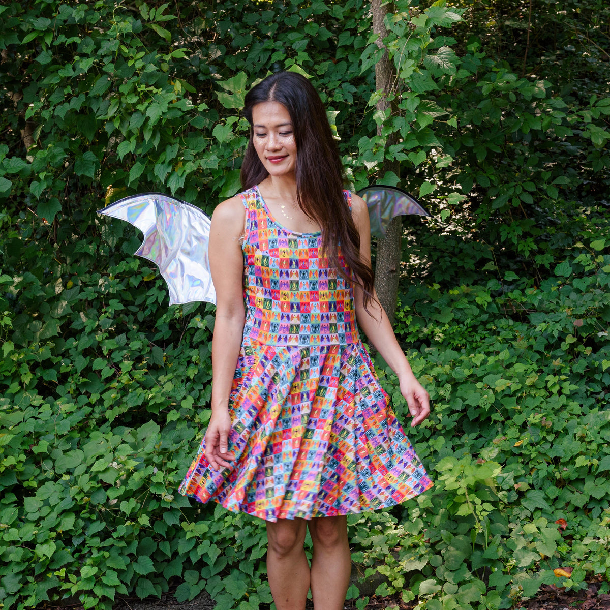 Rainbow Dragons Skater Dress with Pockets
