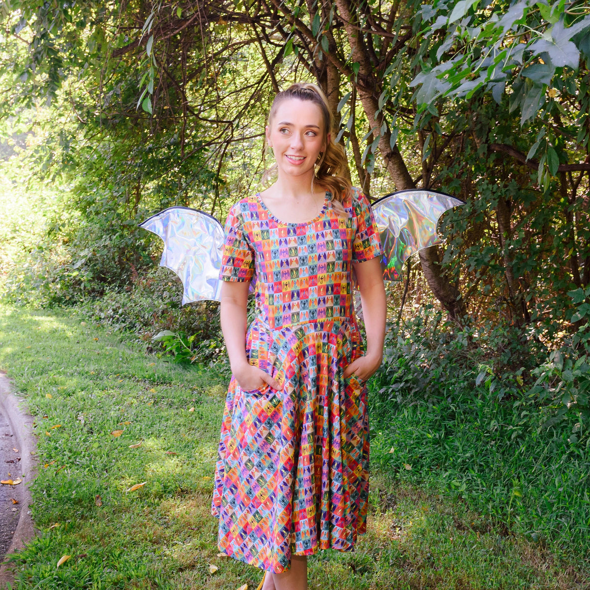 Rainbow Dragons Twirl Dress with Pockets
