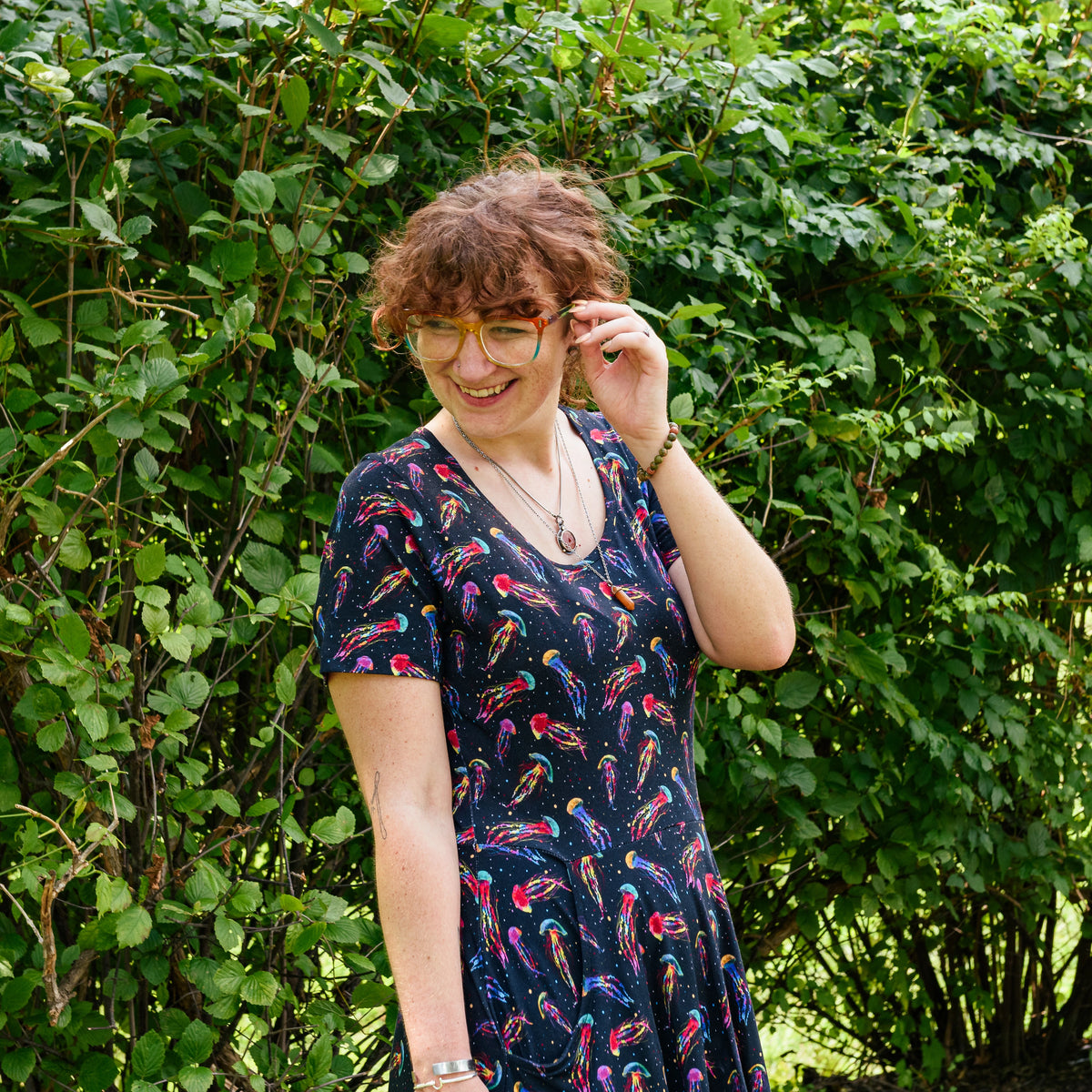 Rainbow Jellyfish Twirl Dress with Pockets