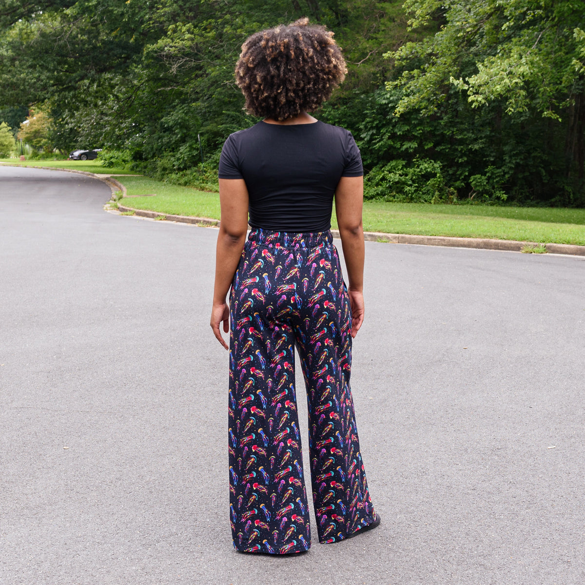 Rainbow Jellyfish Palazzo Pants with Pockets