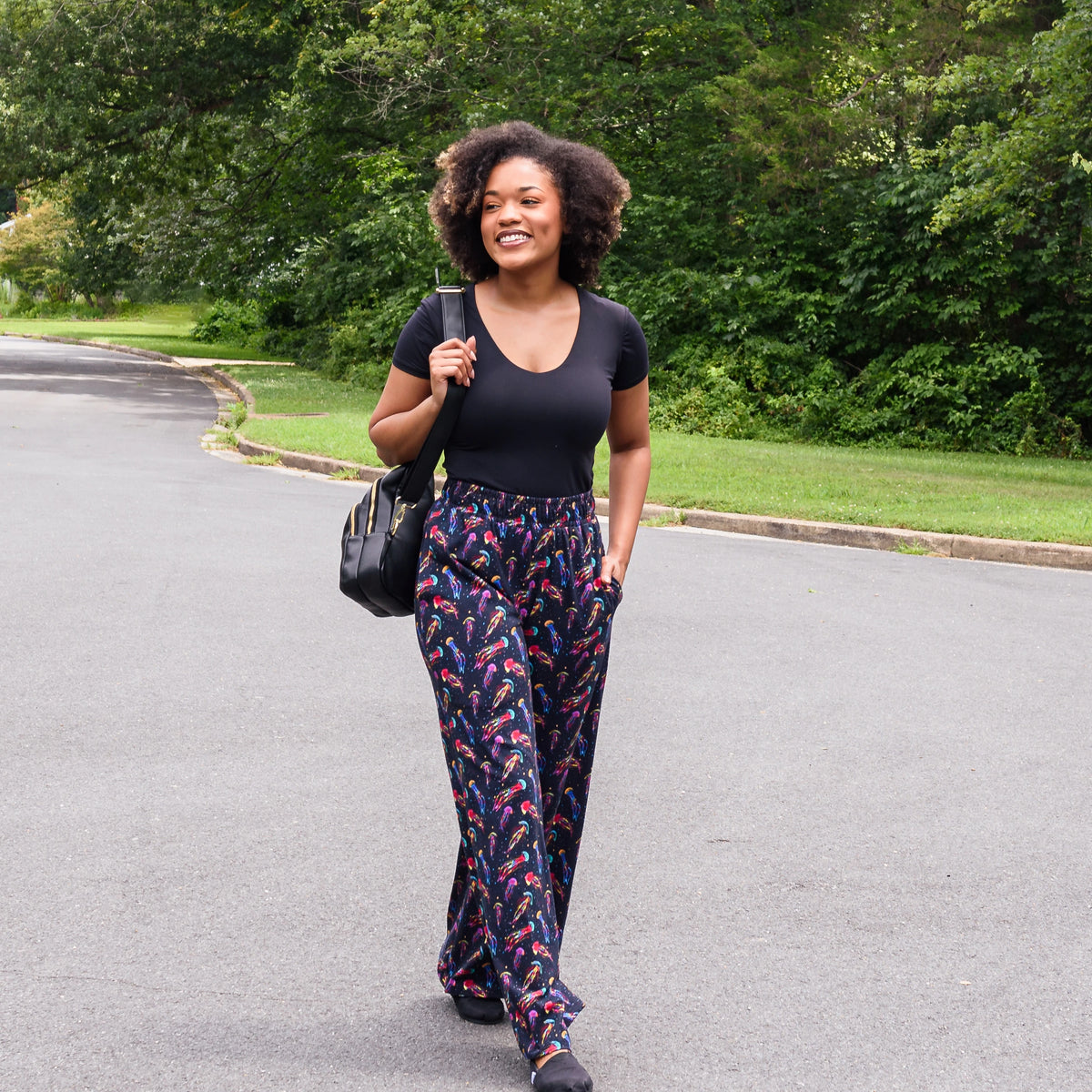 Rainbow Jellyfish Palazzo Pants with Pockets
