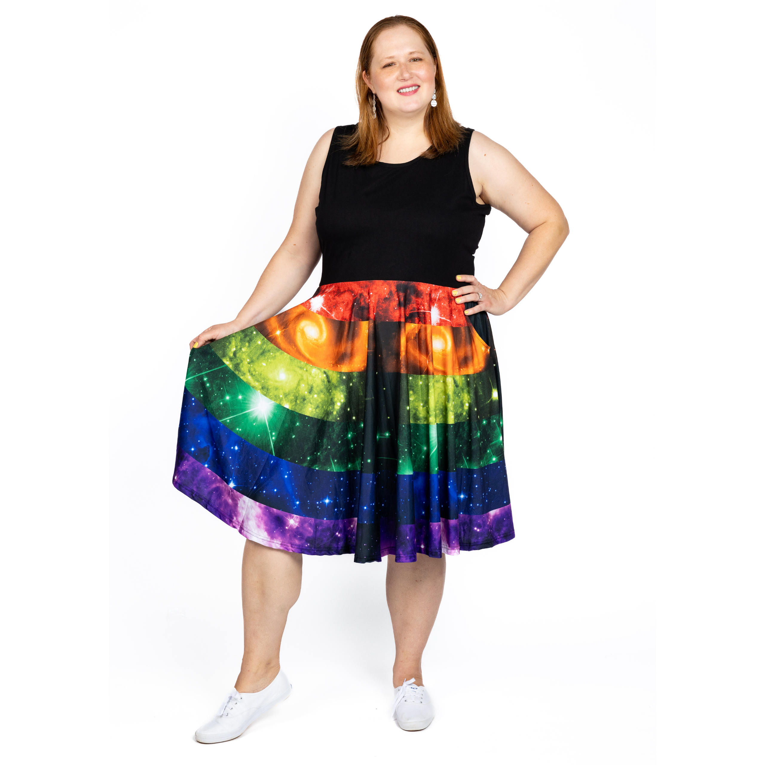 Rainbow Nebula Sleeveless Full Twirl Dress