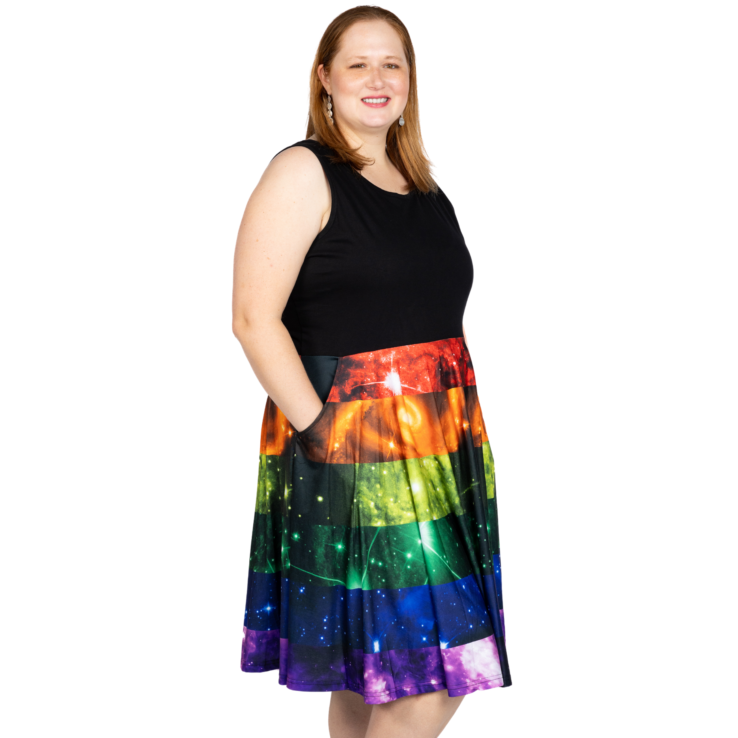 Rainbow Nebula Sleeveless Full Twirl Dress