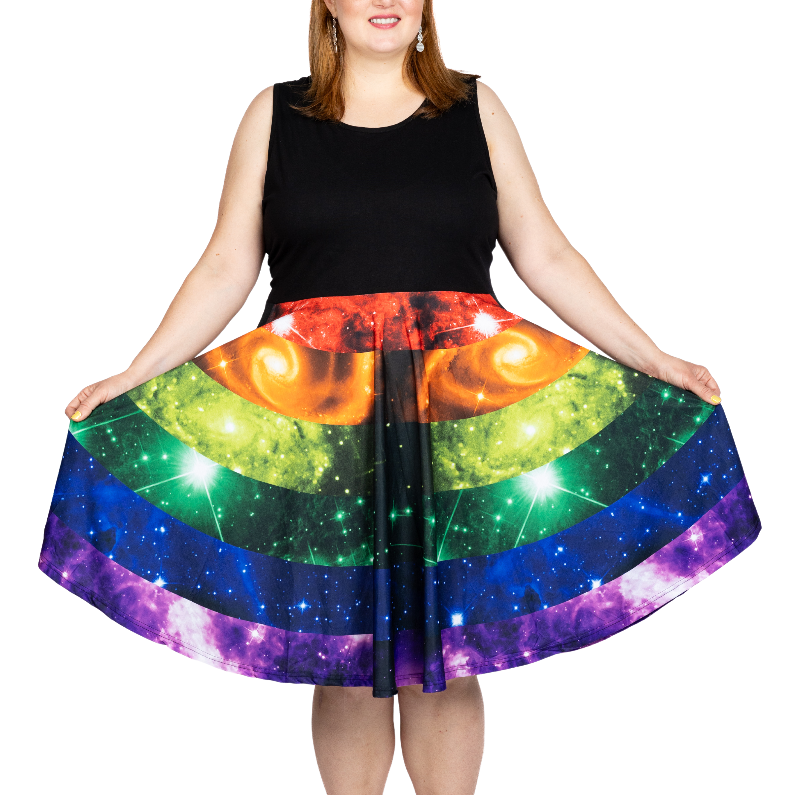 Rainbow Nebula Sleeveless Full Twirl Dress