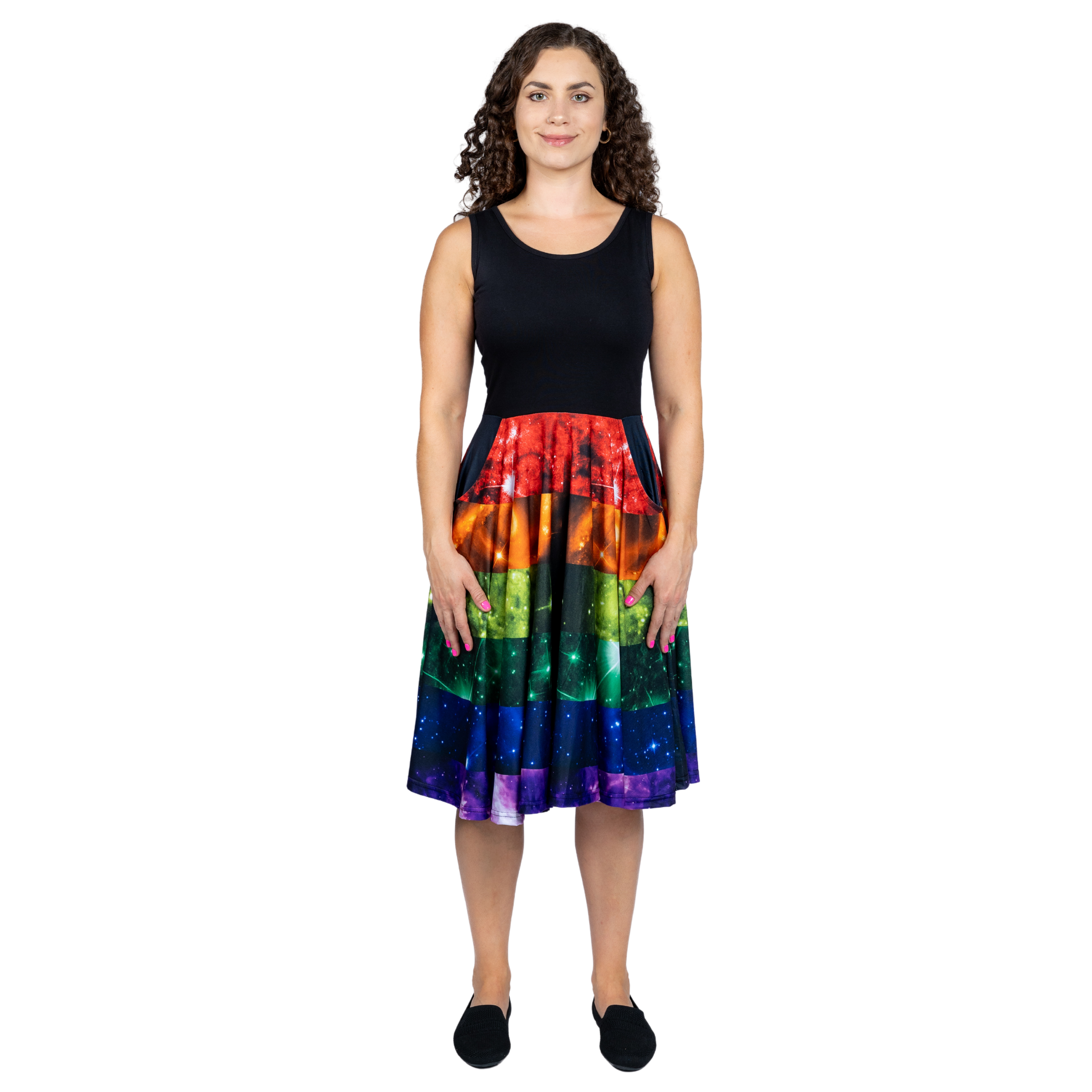 Rainbow Nebula Sleeveless Full Twirl Dress