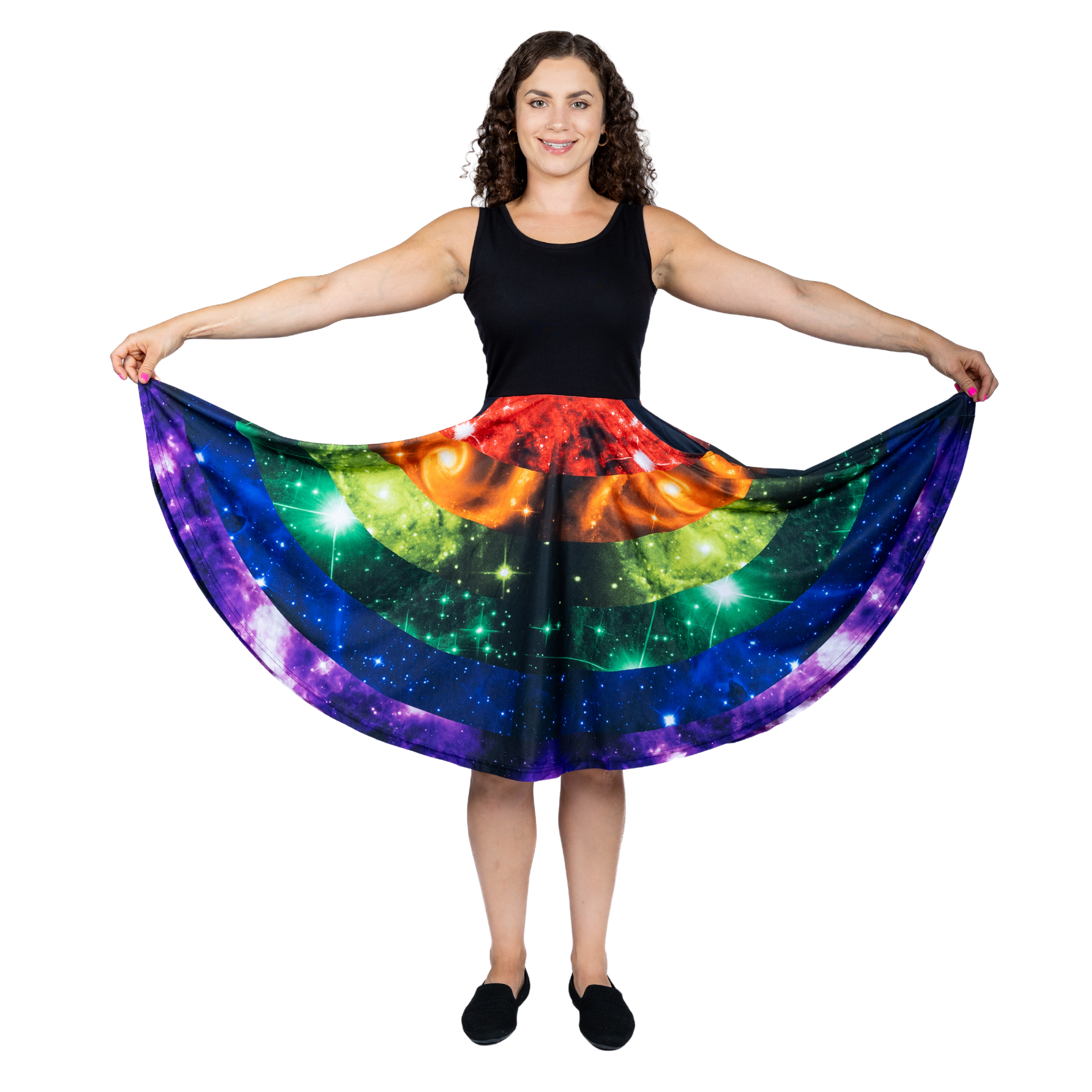 Rainbow Nebula Sleeveless Full Twirl Dress