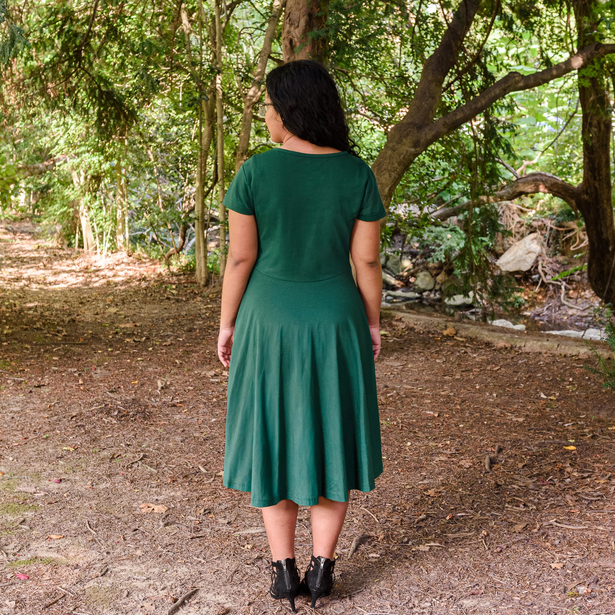 Rainforest Green Petite Twirl Dress with Pockets