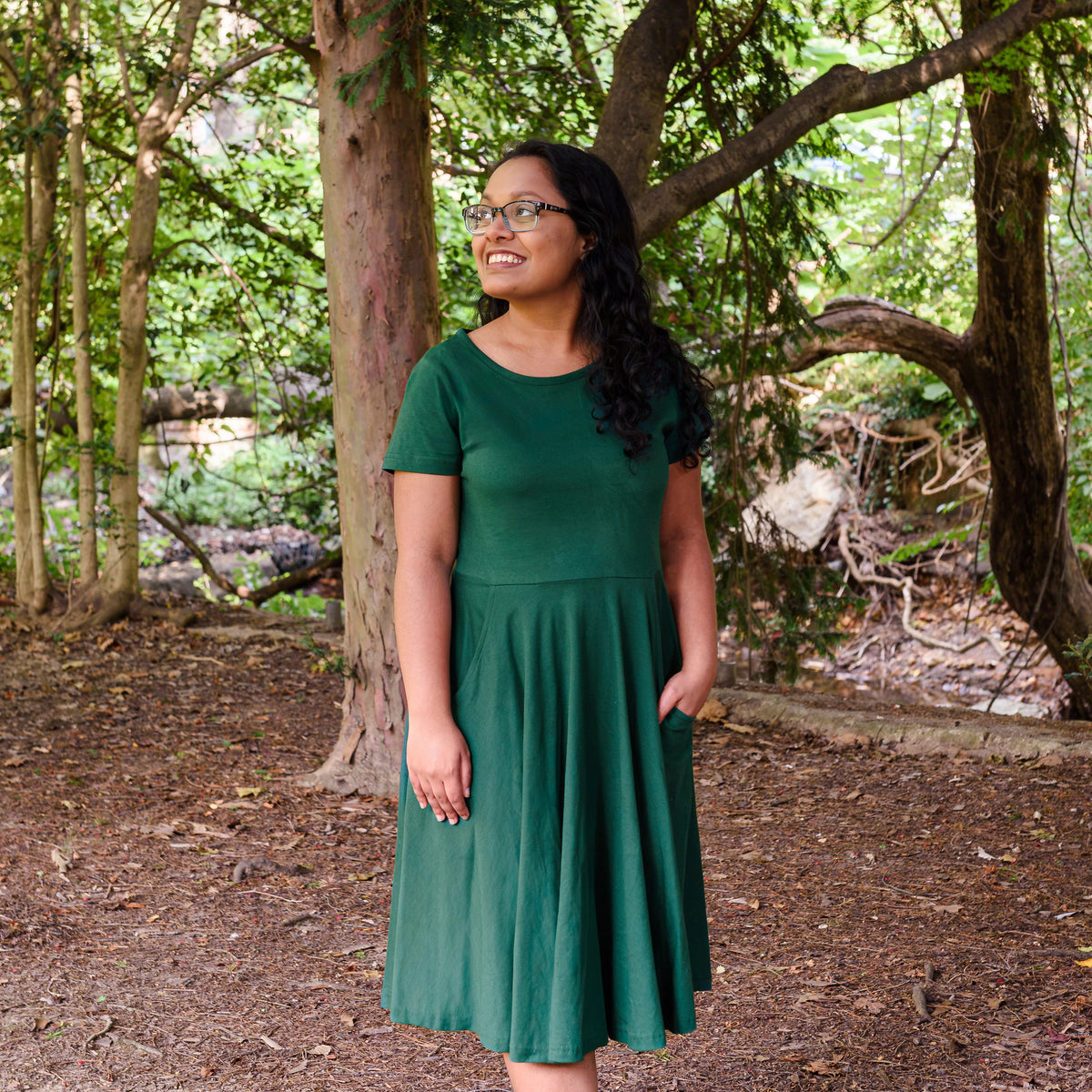 Rainforest Green Petite Twirl Dress with Pockets
