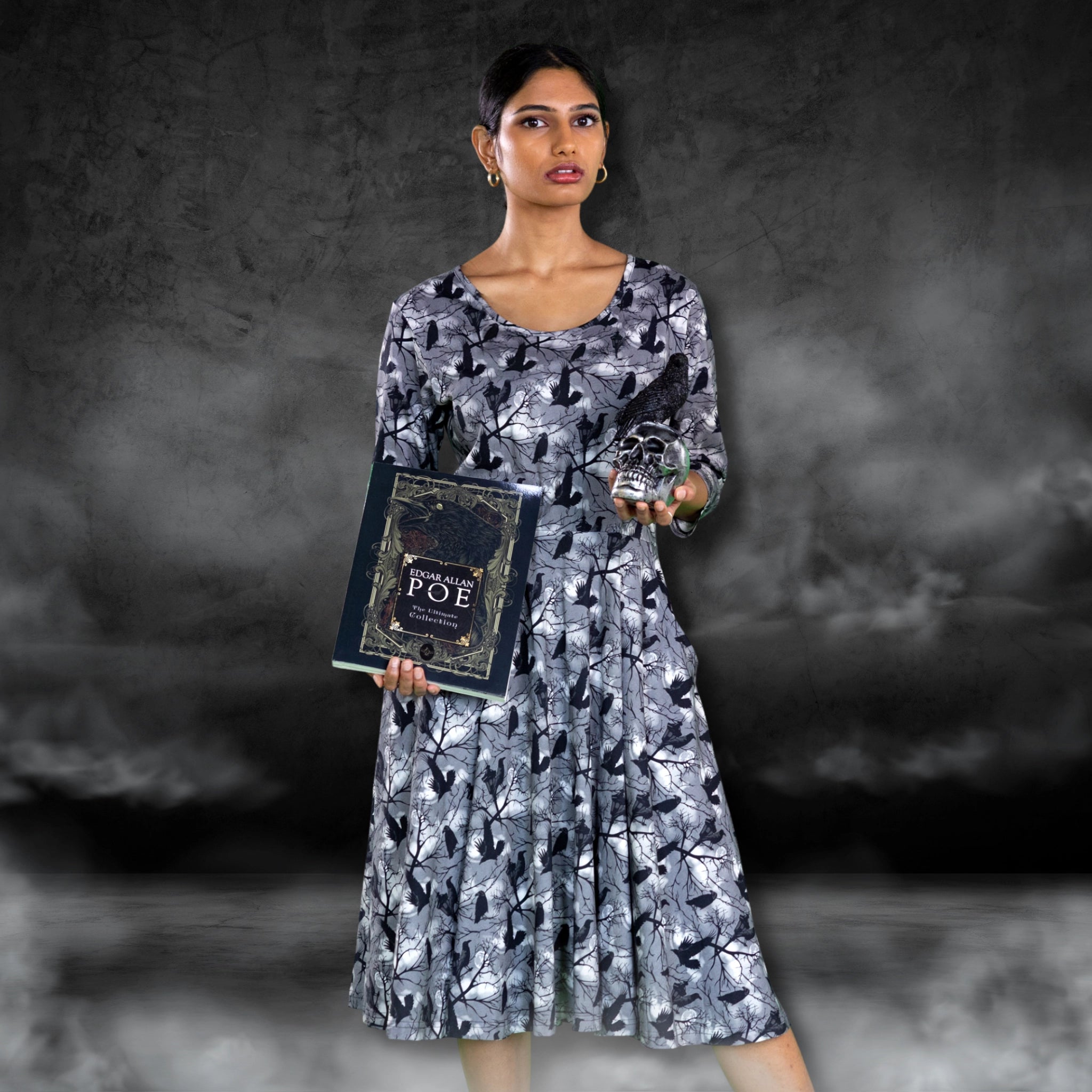 Raven 3/4th Sleeves Twirl Dress