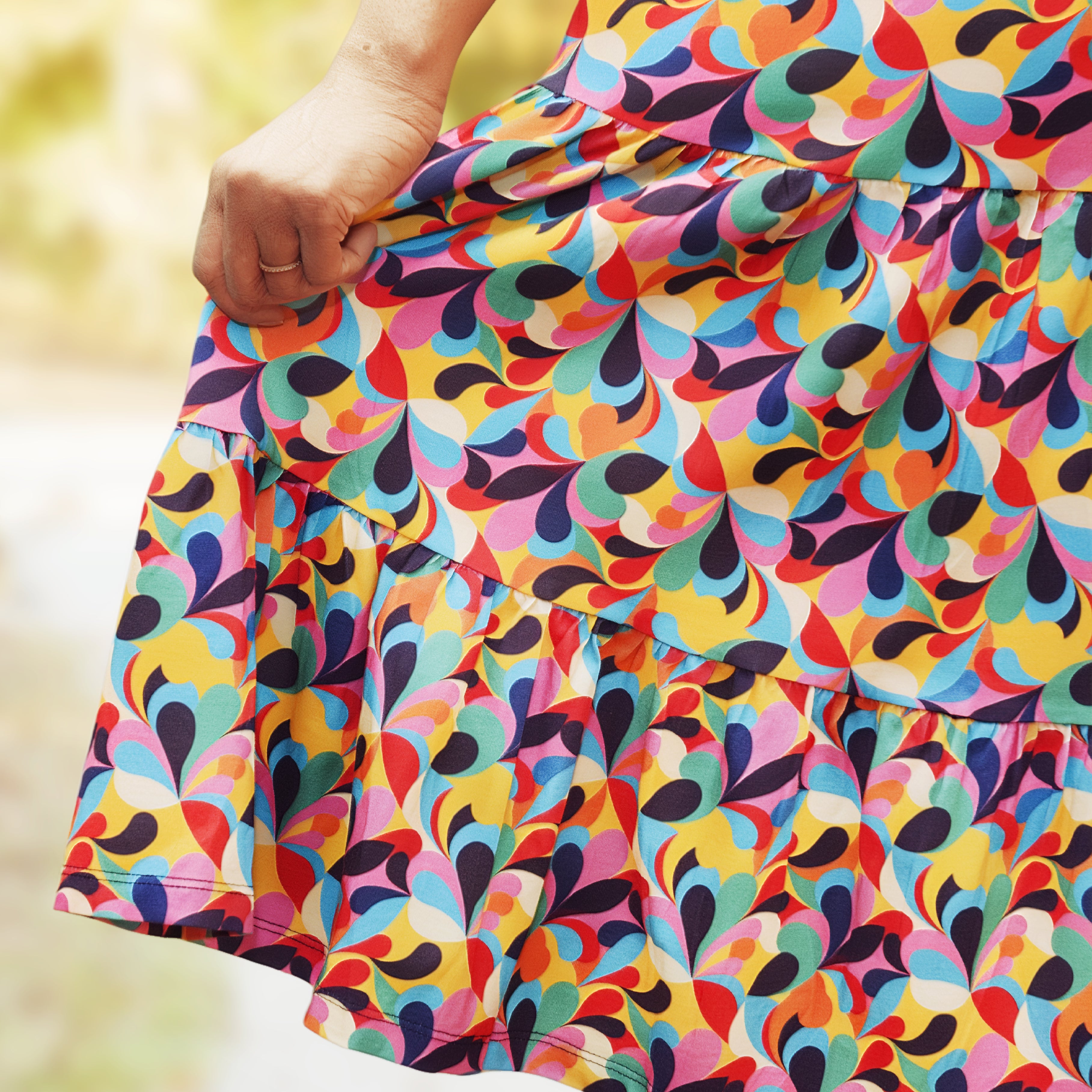 Retro Swirls Frill Dress